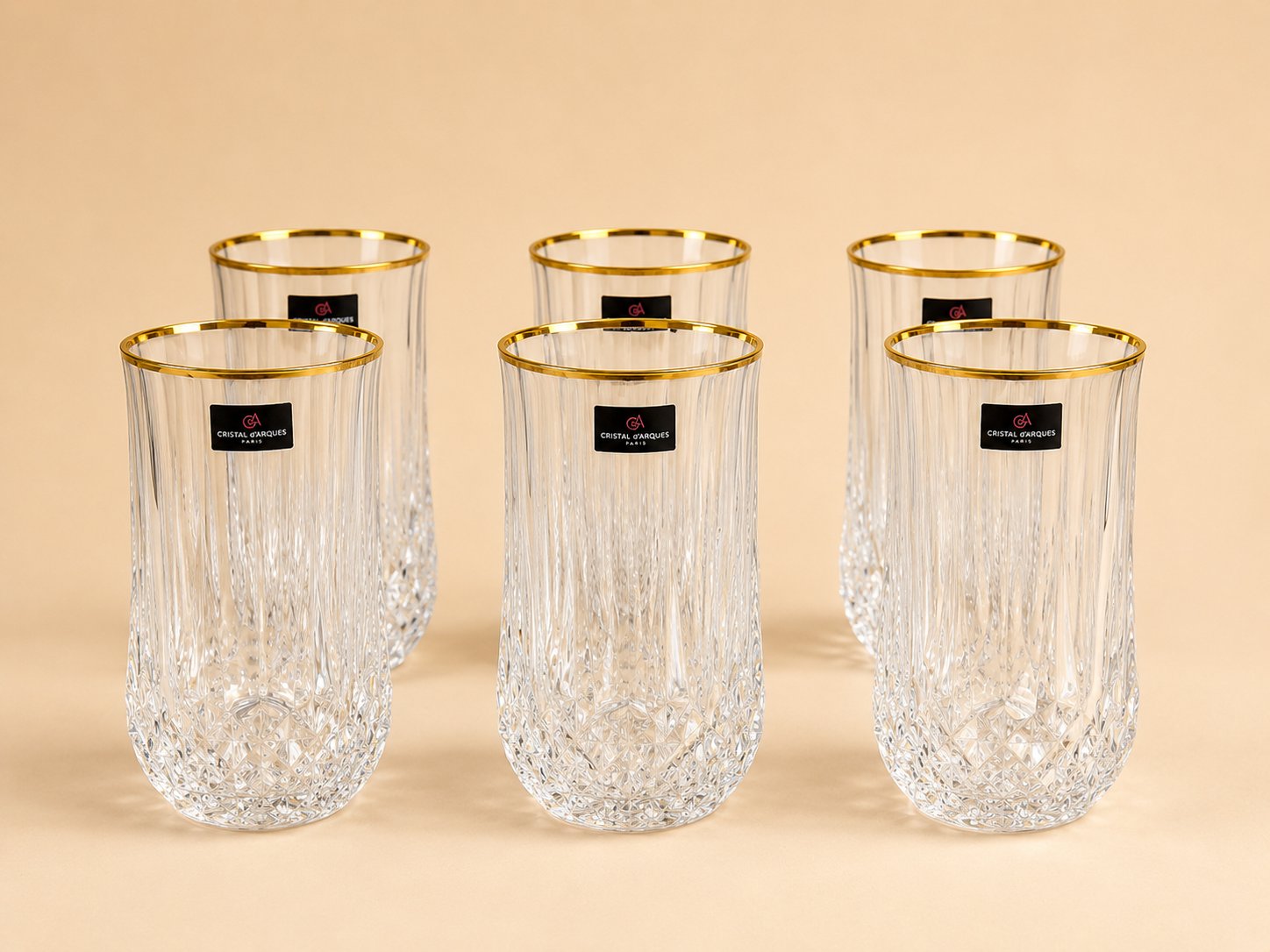 Cristal D'arques 6'lı Yaldızlı Uzun Meşrubat Bardağı
