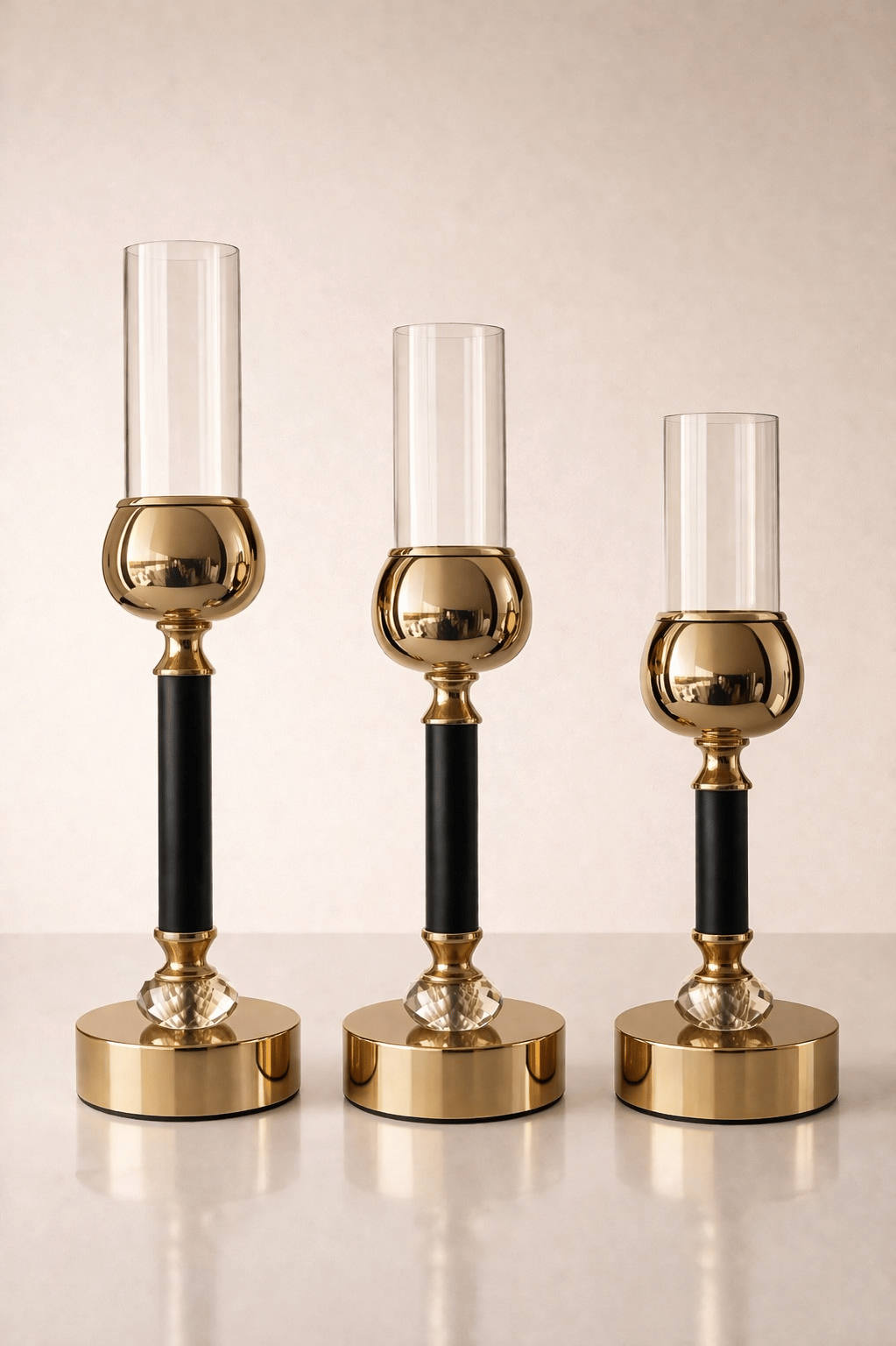 Elegance 3'Lü Gold Şamdan 