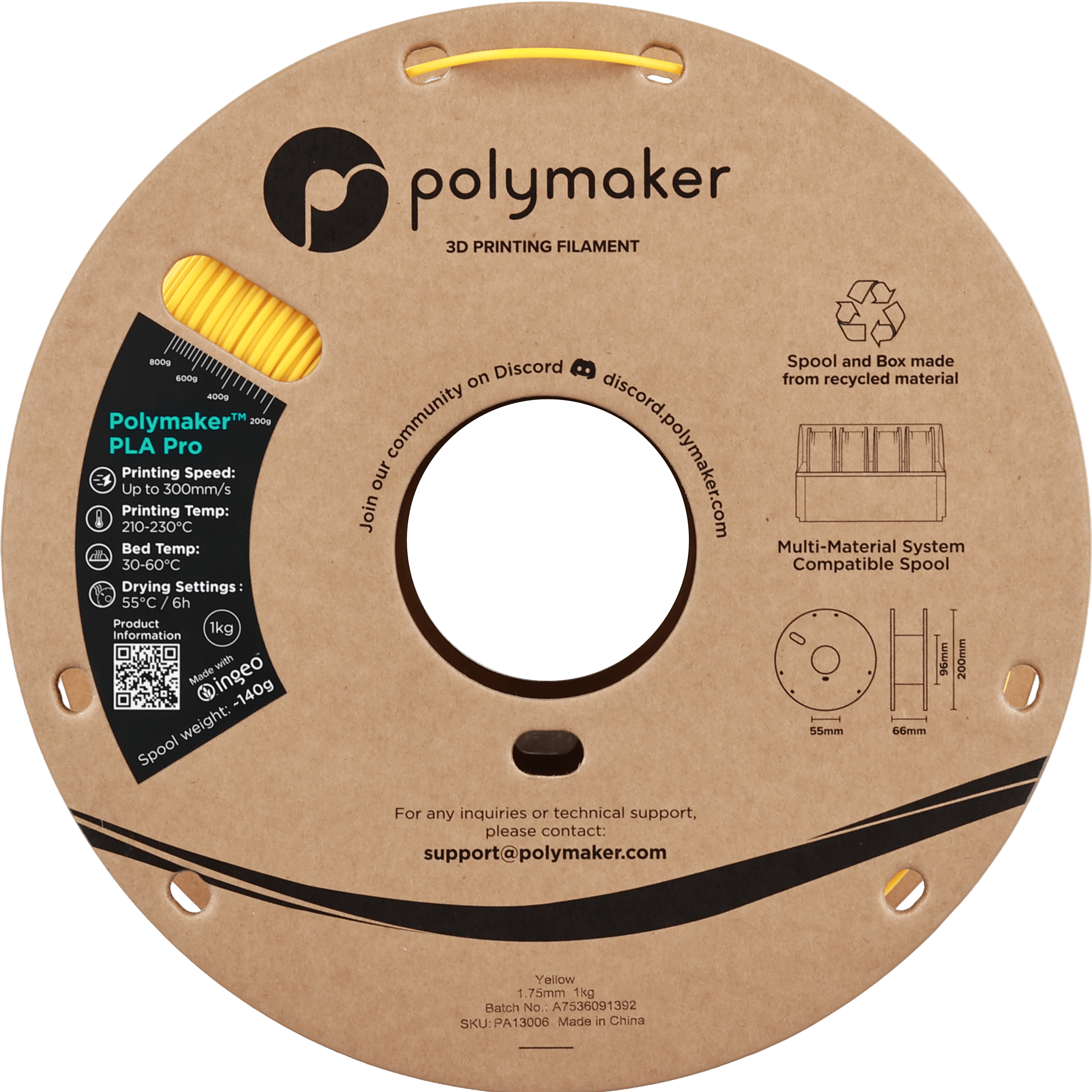 Polymaker PLA Pro Filament Sarı - 1kg 1.75mm