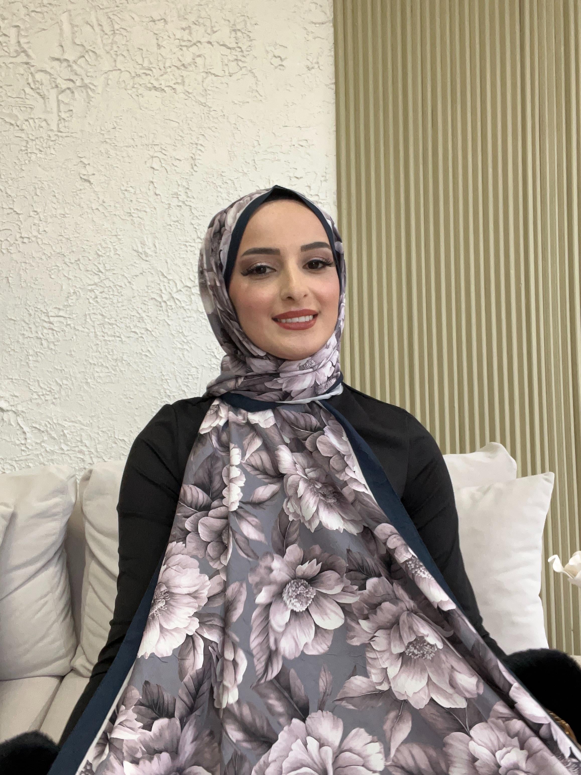 lina soft ipek çicekli -lila 