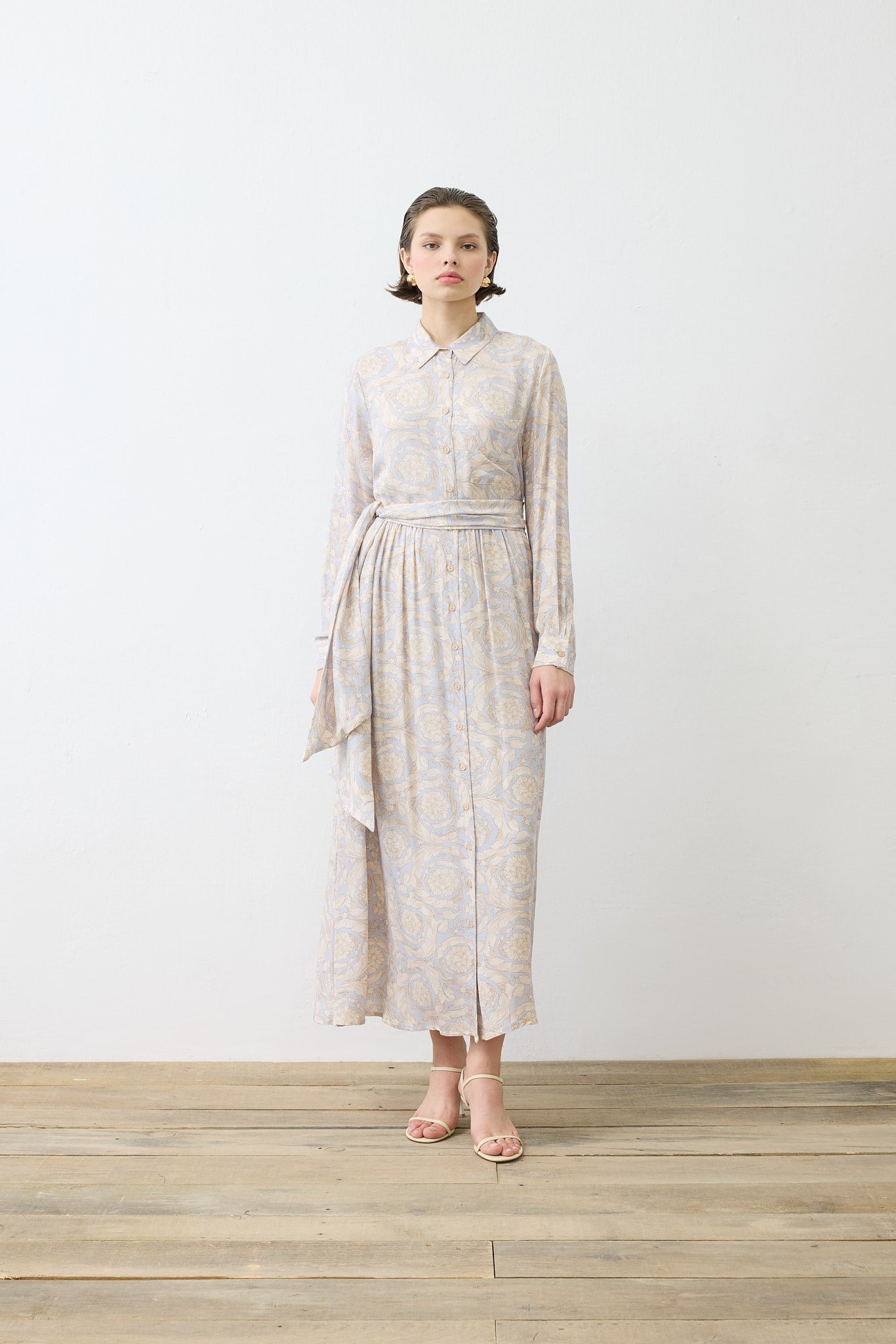 PASTEL DESEN VİSKON RAYON GÖMLEK ELBİSE