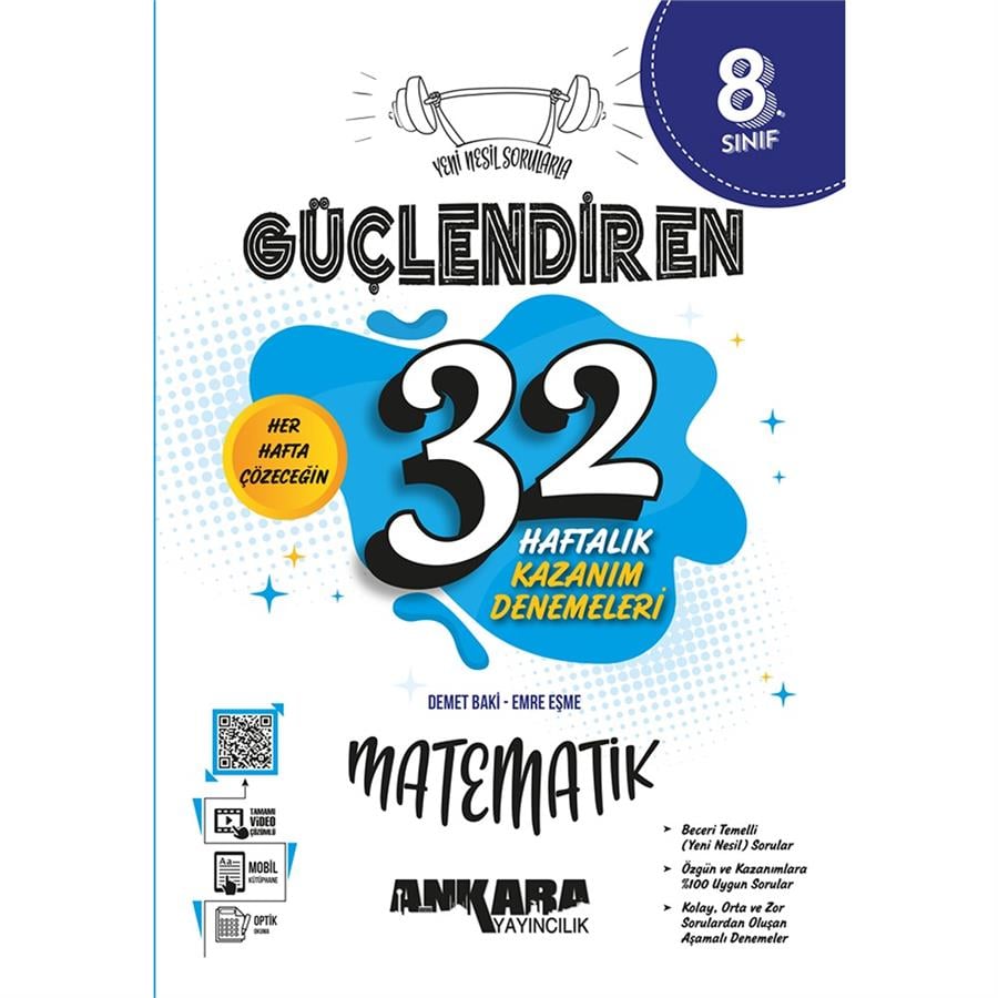 Ankara Yayıncılık 8.Sınıf Matematik 32 Haftalık Güçlendiren Kazanım Denemeleri