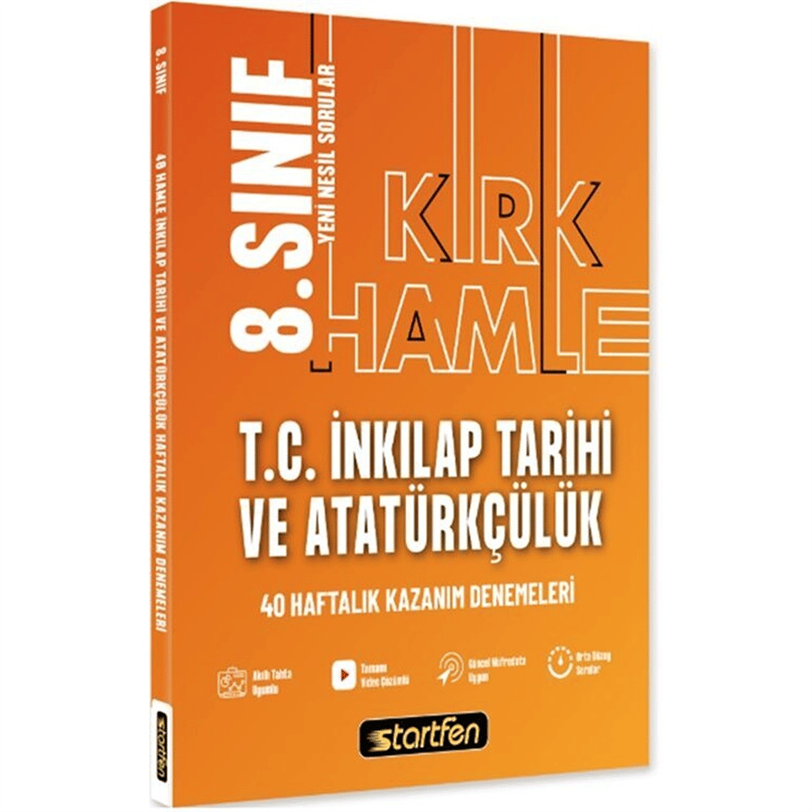 Startfen Yayınları 8. Sınıf T.C. İnkılap Tarihi ve Atatürkçülük 40 Hamle Kazanım Denemeleri (2026-2027 Güncel Baskı)