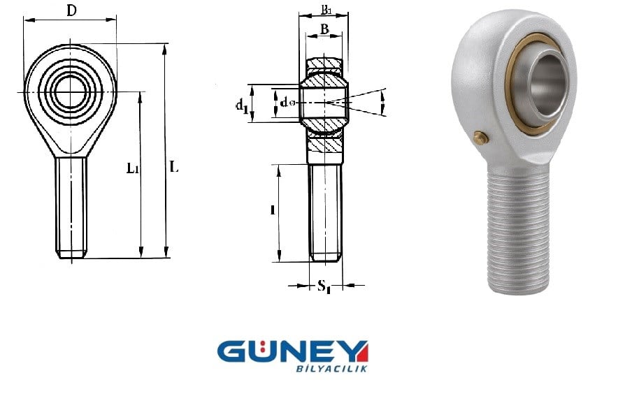 M22X1,5 MANDA GÖZÜ RULMAN  ERKEK SOL DİŞ