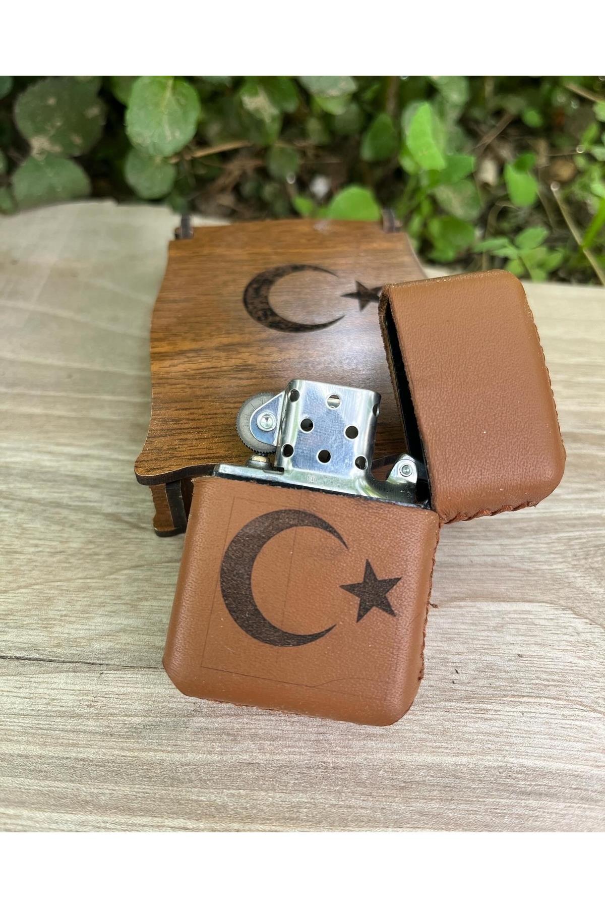 Kişiye Özel Ay Yıldız İşkemeli Zippo Çakmak