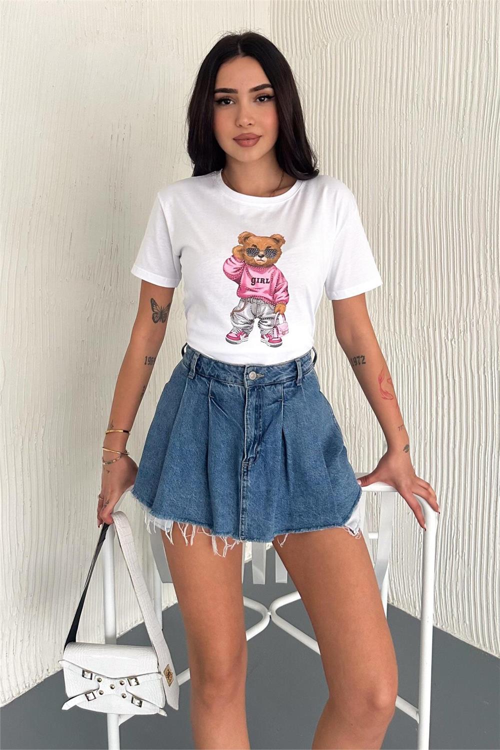 Ayıcıklı T-Shirt - 30/1 Suprem Penye %100 Pamuk 499