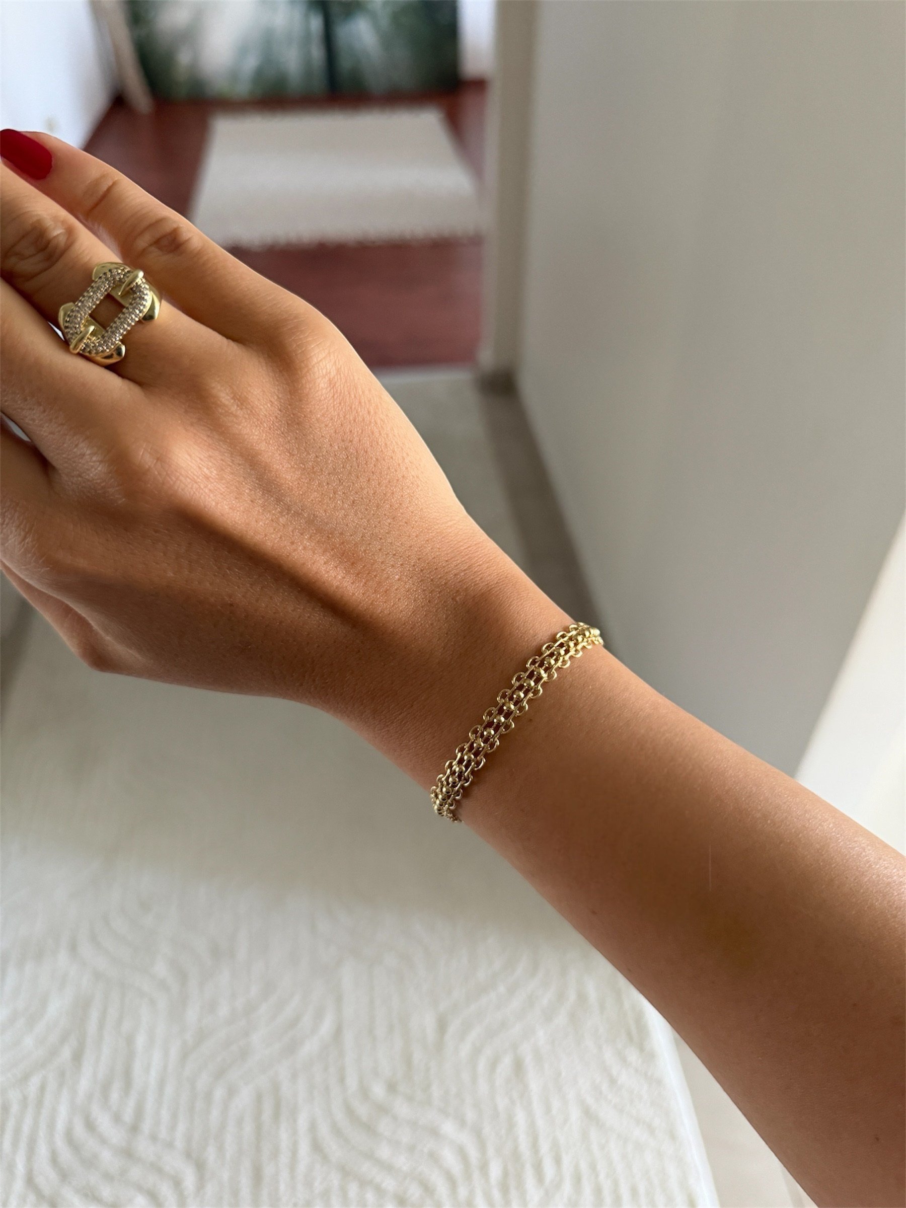 14K gold renk altın kaplama 18 cm Xupng tasarım şık örgü bileklik