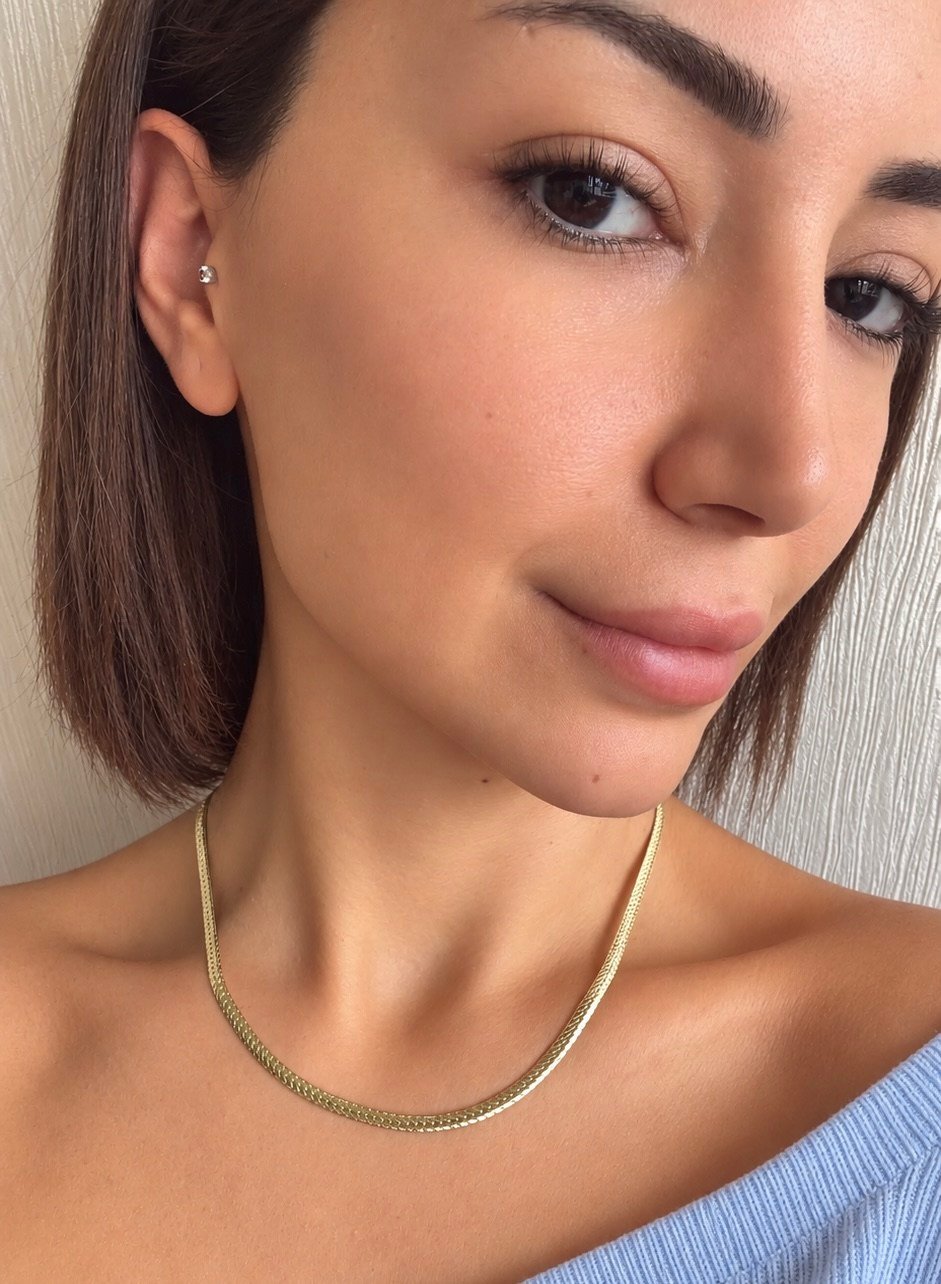 14K gold renk altın kaplama hasır model zincir kolye