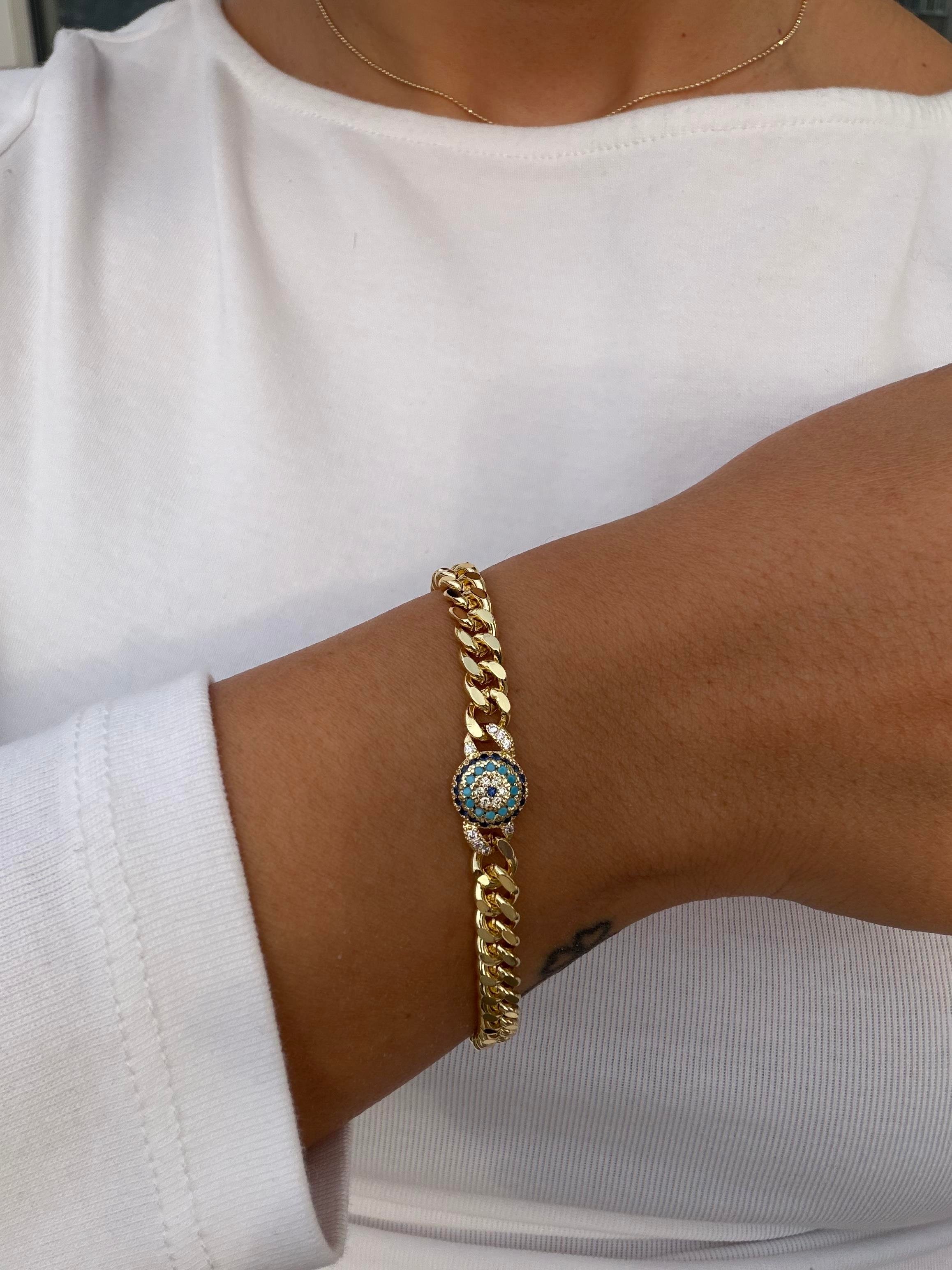 18K gold renk,her kadında olması gereken o parça,buget nazar temalı bileklik