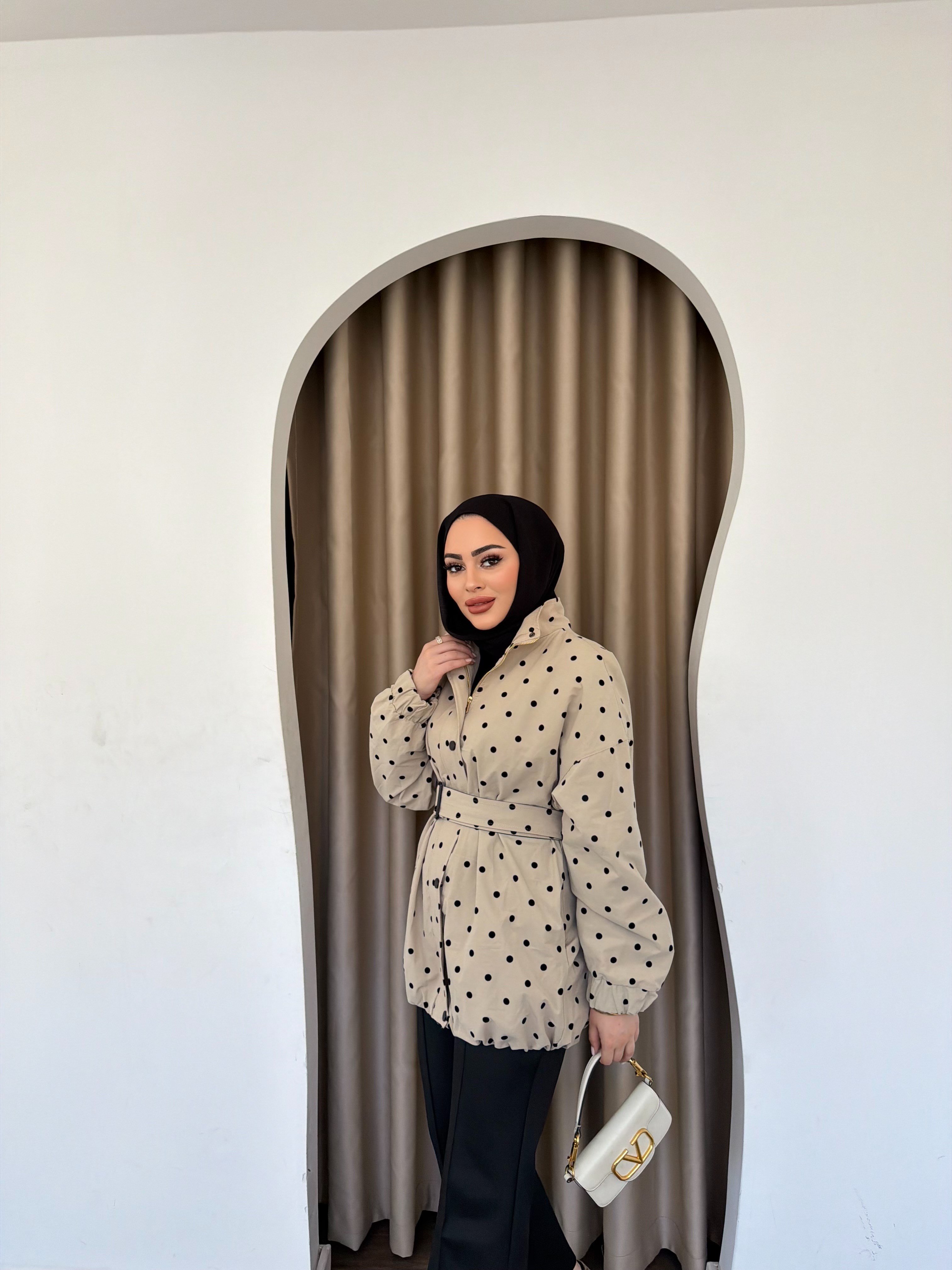 Bahar Kemerli Ceket - Krem