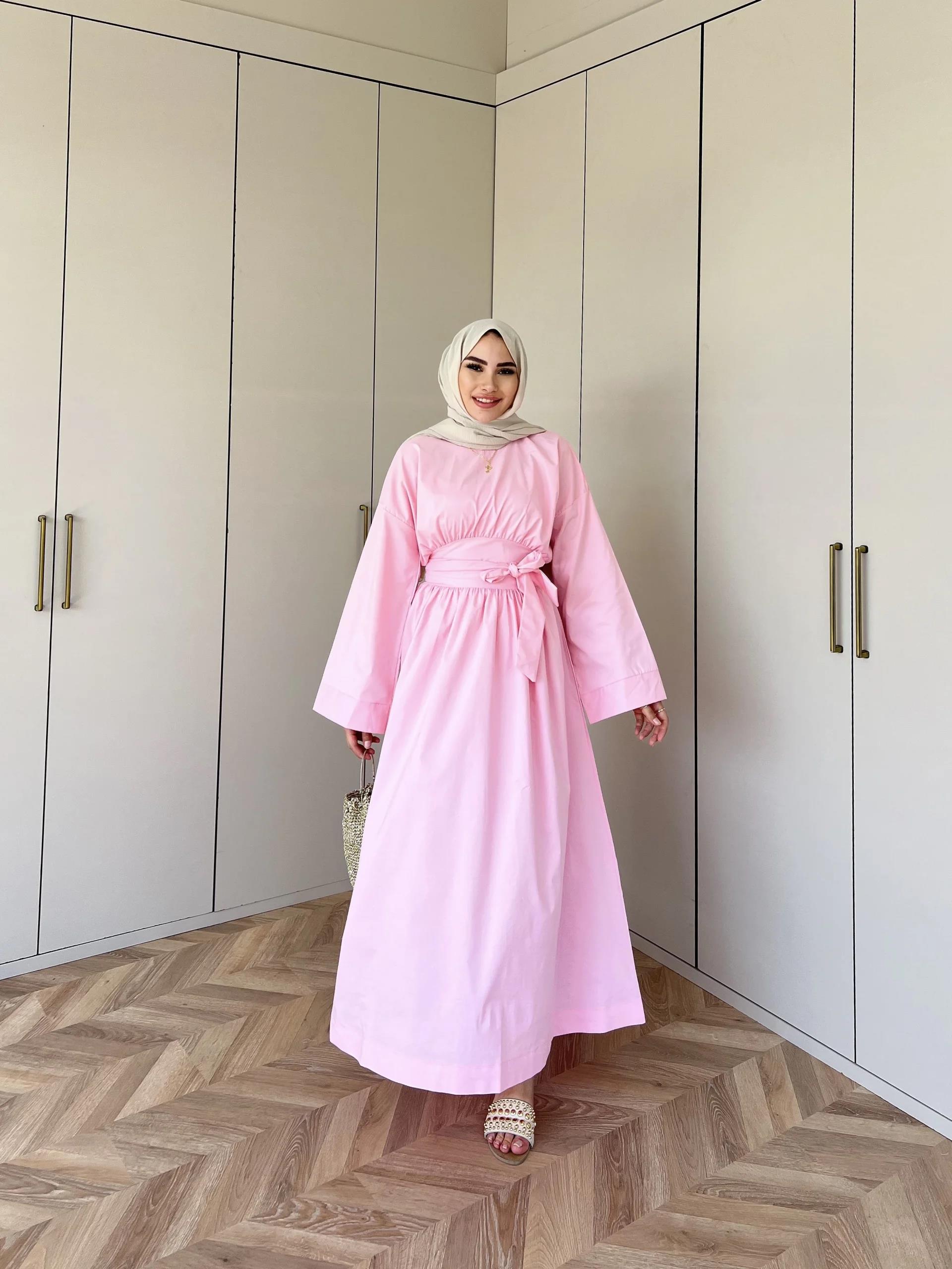 Begonya Bel Bağlamalı Elbise - Pembe