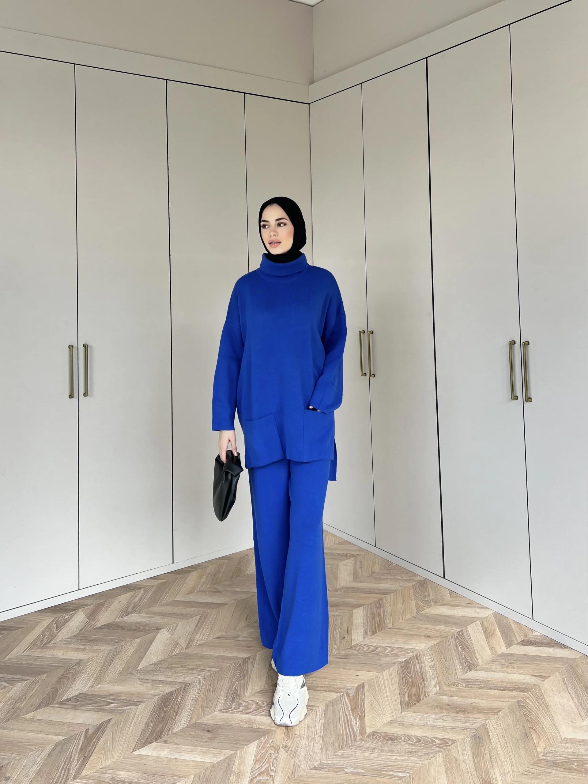 Cep Detaylı Triko Takım - Saks · 7