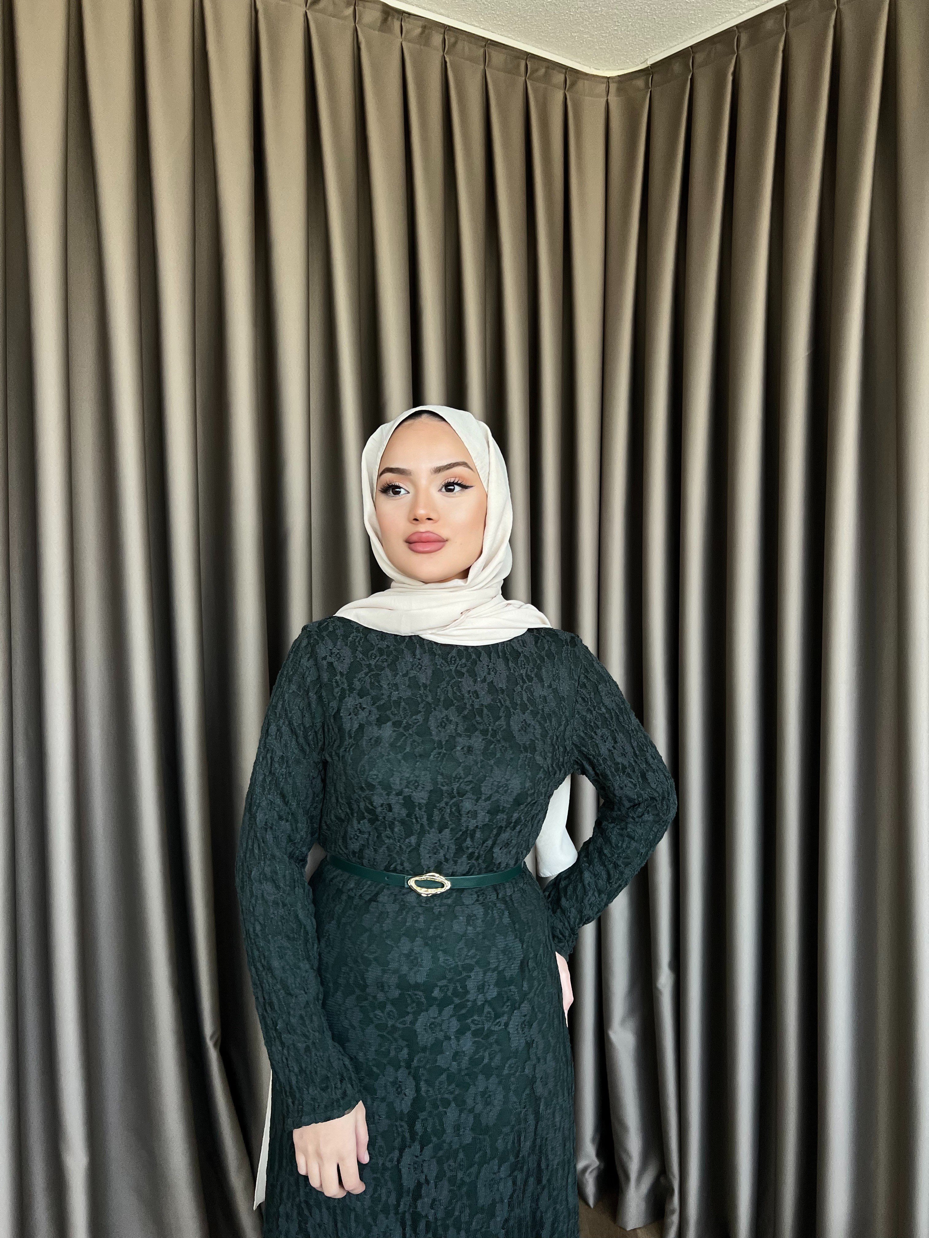 Dantelli Elbise - Yeşil 