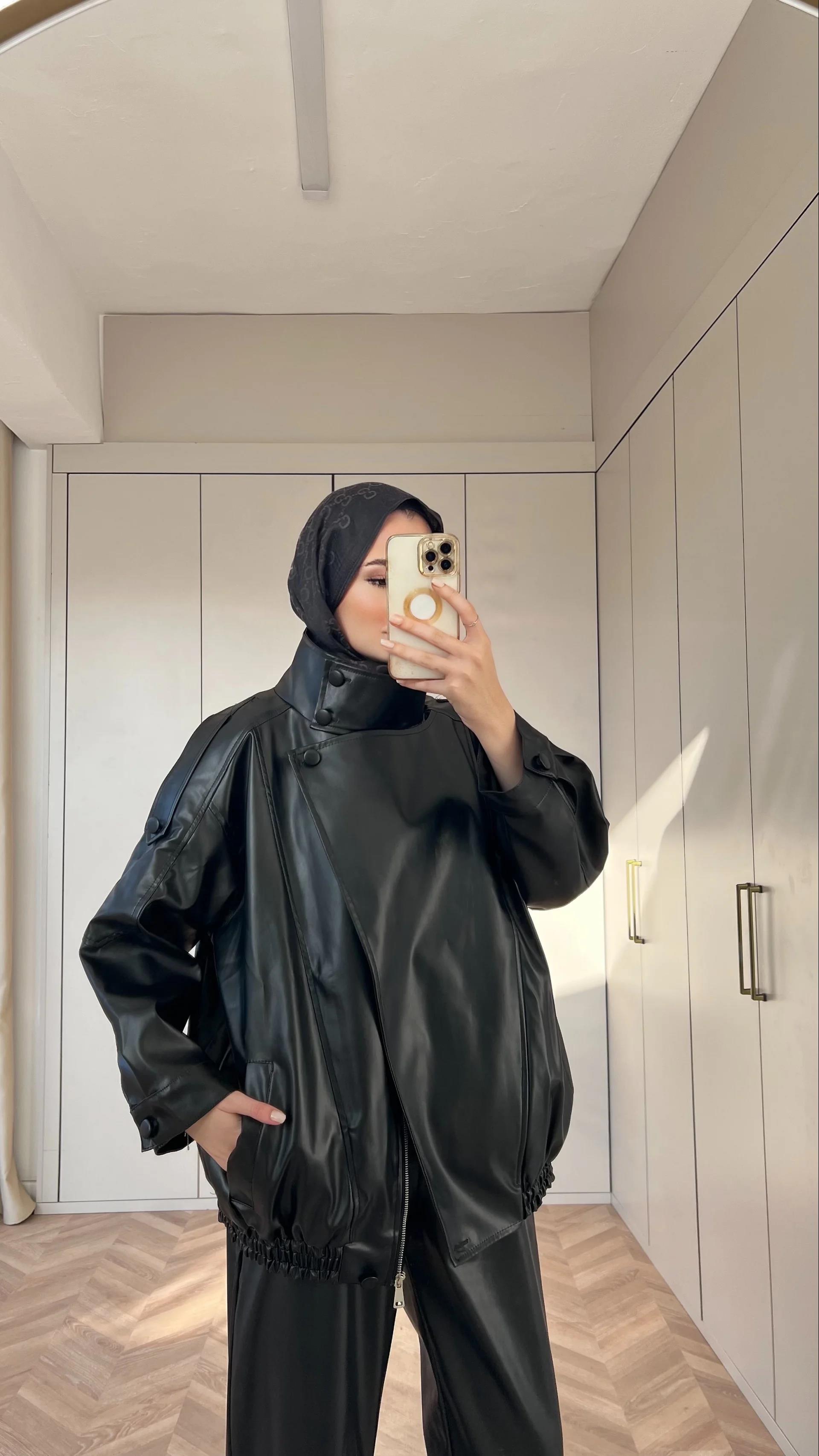 Deri Jami Ceket - Siyah