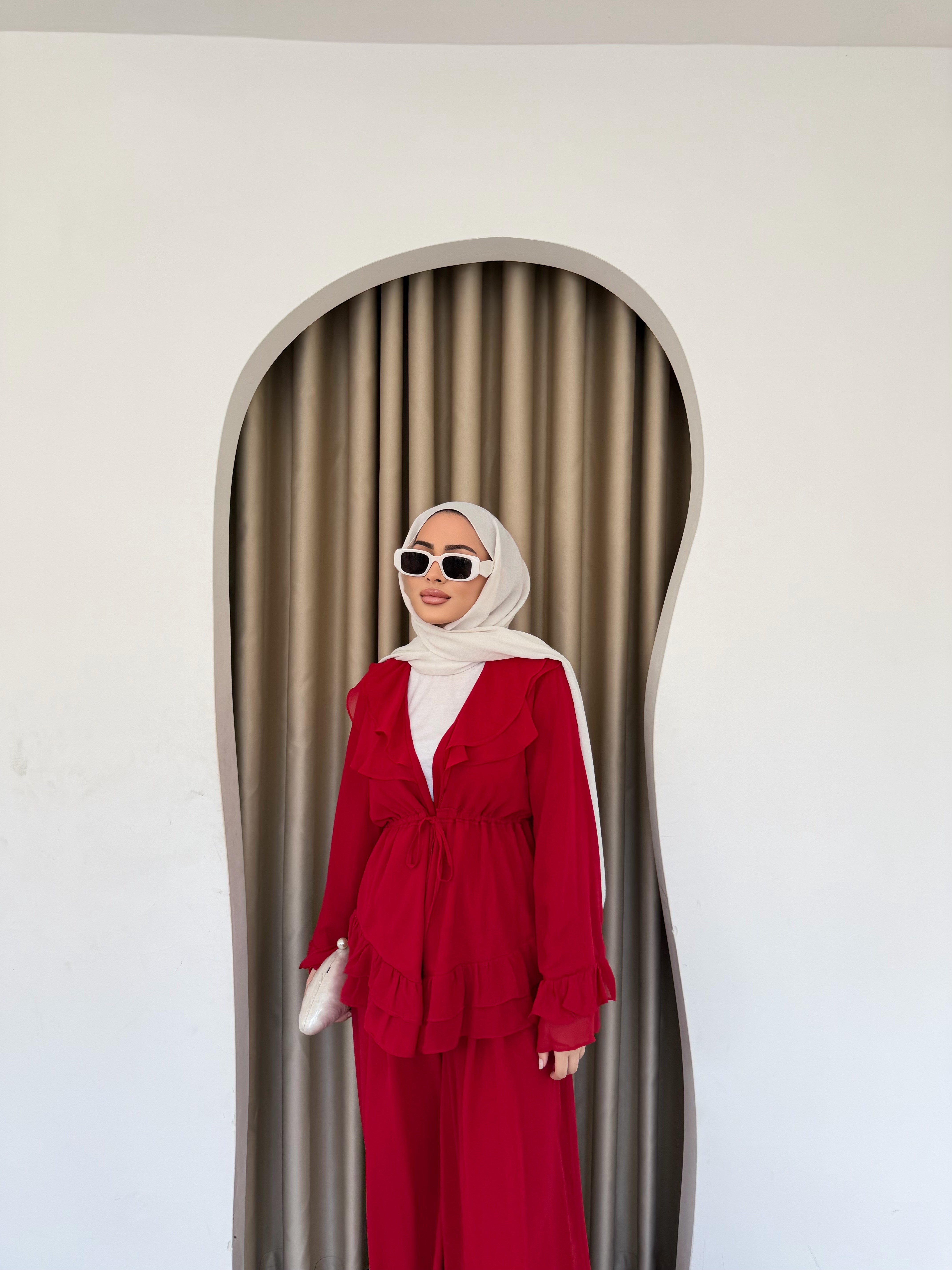 Deva Şifon Takım - Kırmızı