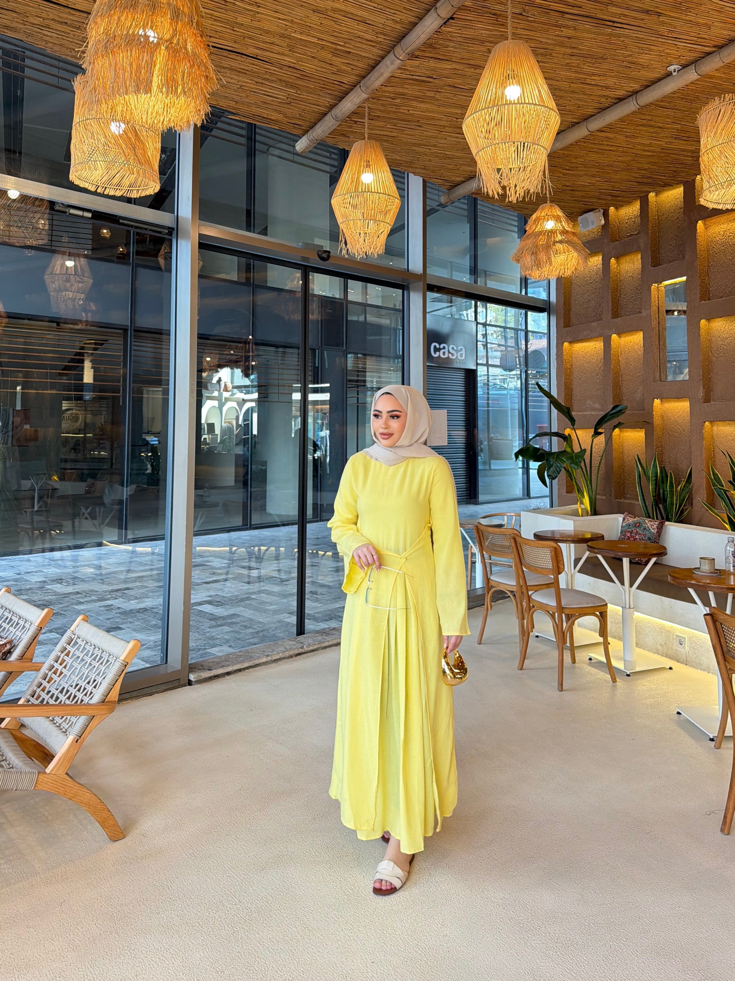 Dora Müslin Elbise - Sarı