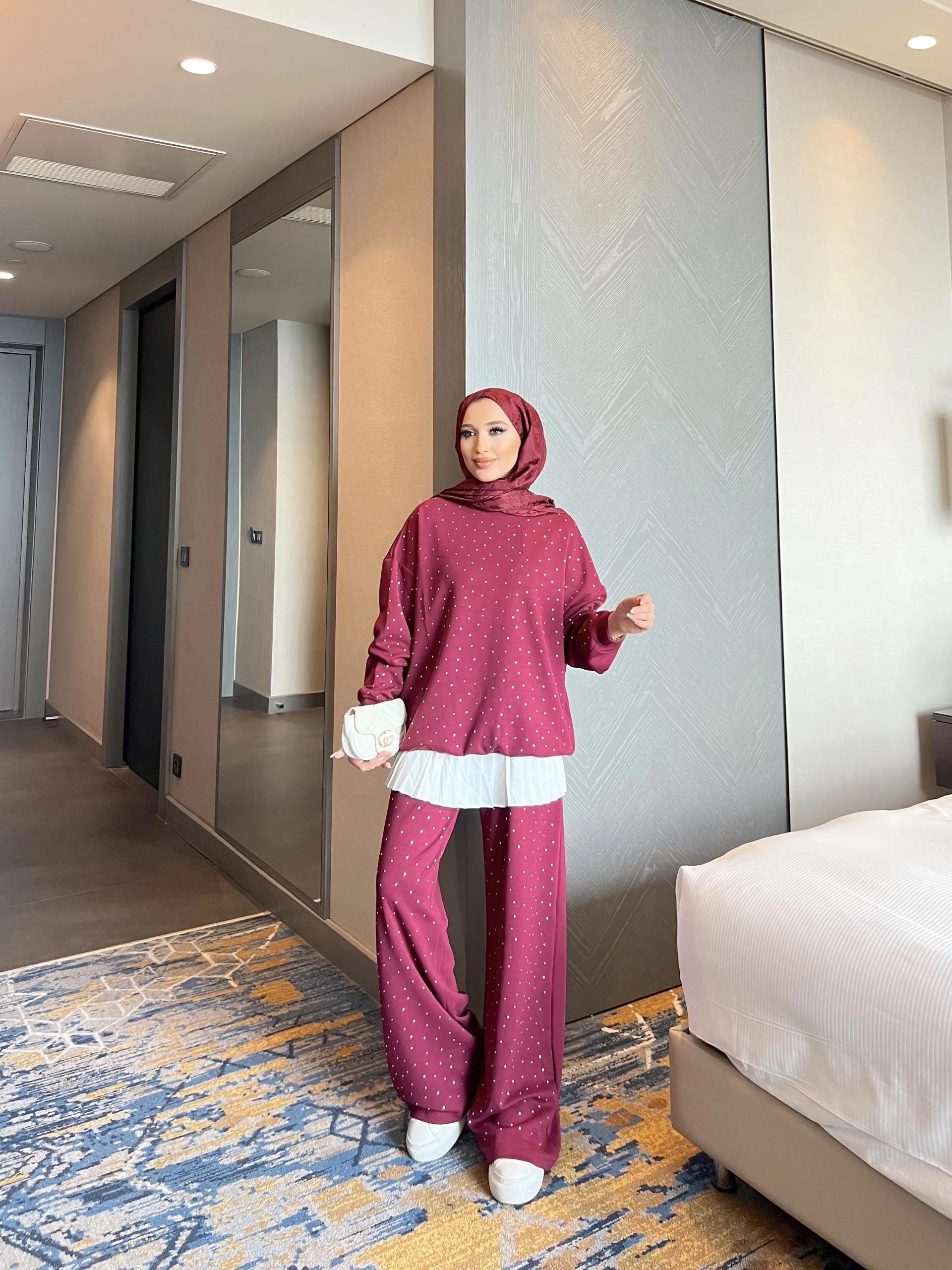 Erla Taş Detaylı Eşofman Takım - Bordo · 2