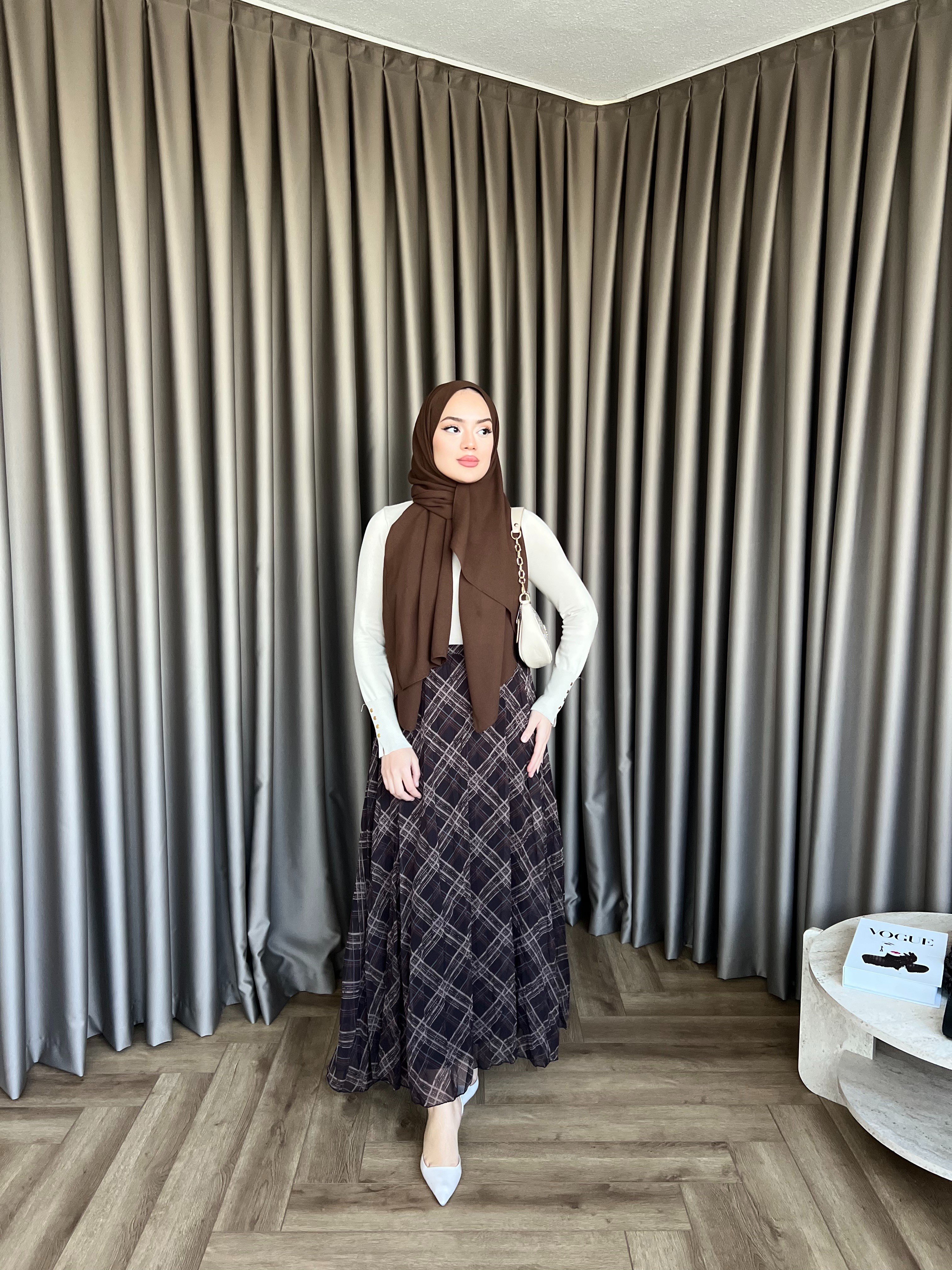 Etenik Desen Etek Kahve - Krem