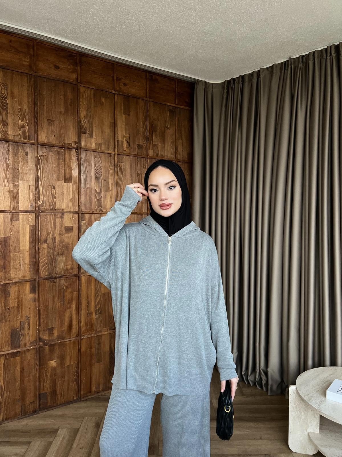 Fermuarlı Doray Takım - Gri