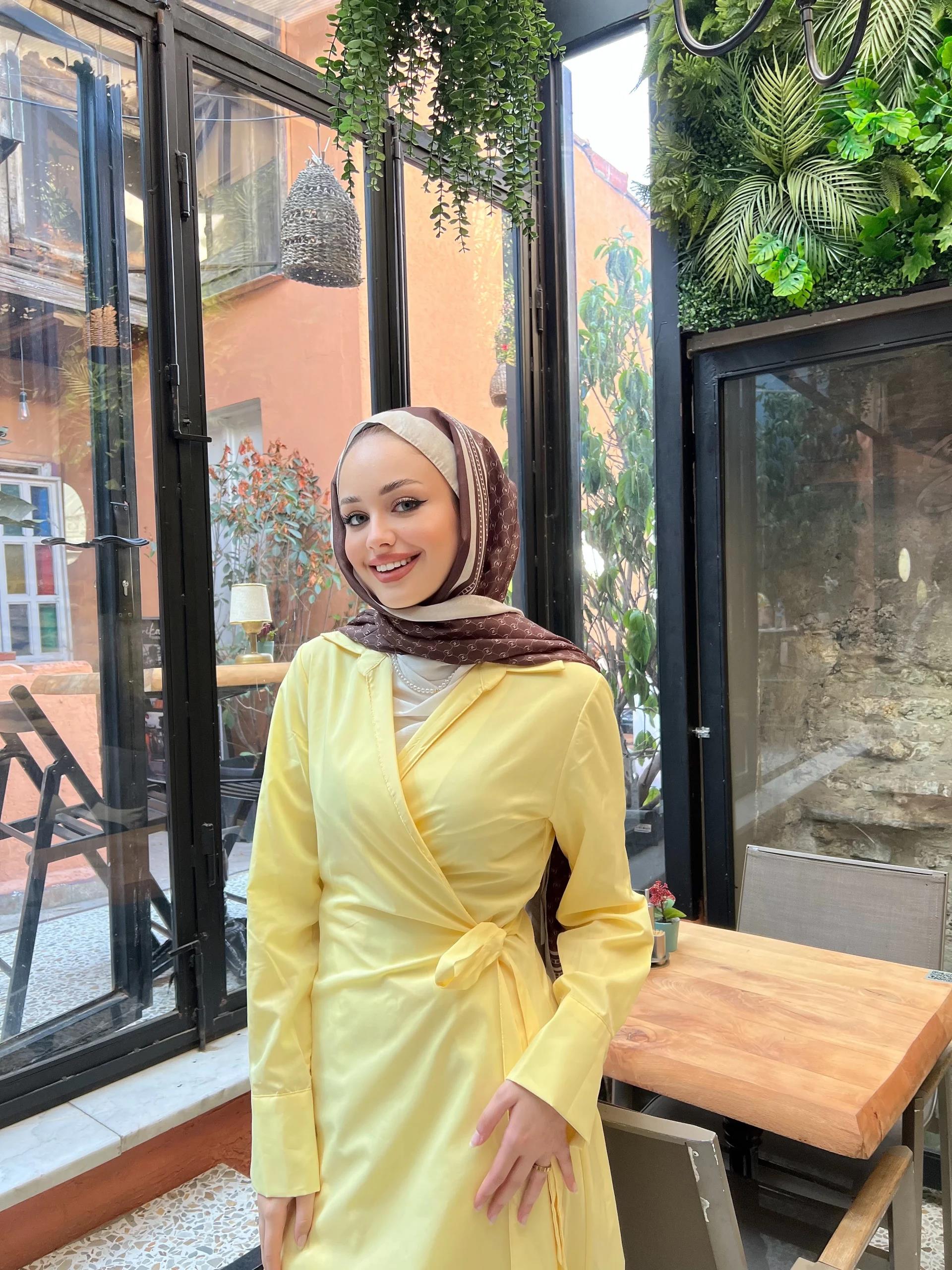 Havas Krep Elbise - Sarı