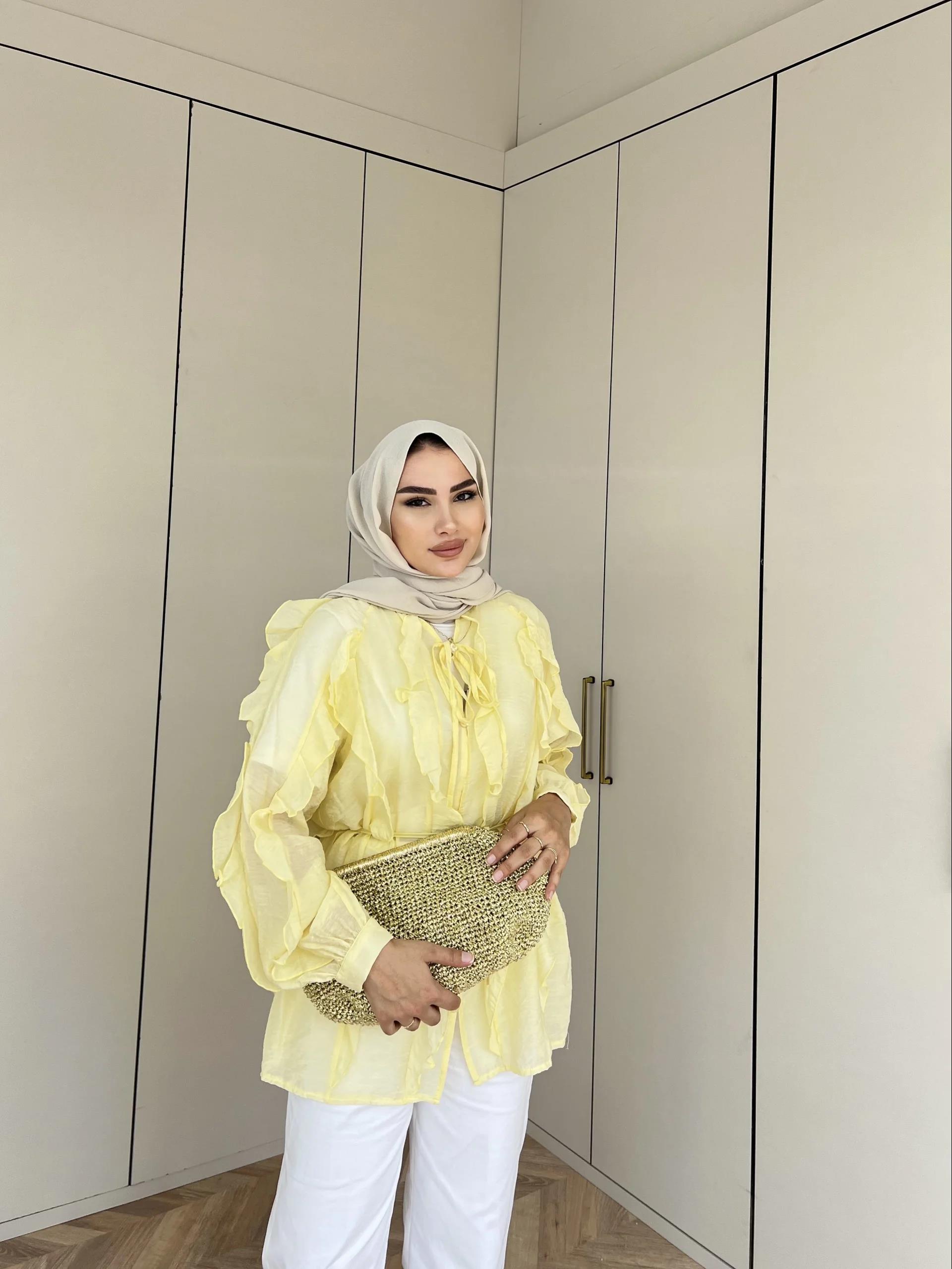 Hello Fırfırlı Gömlek - Sarı