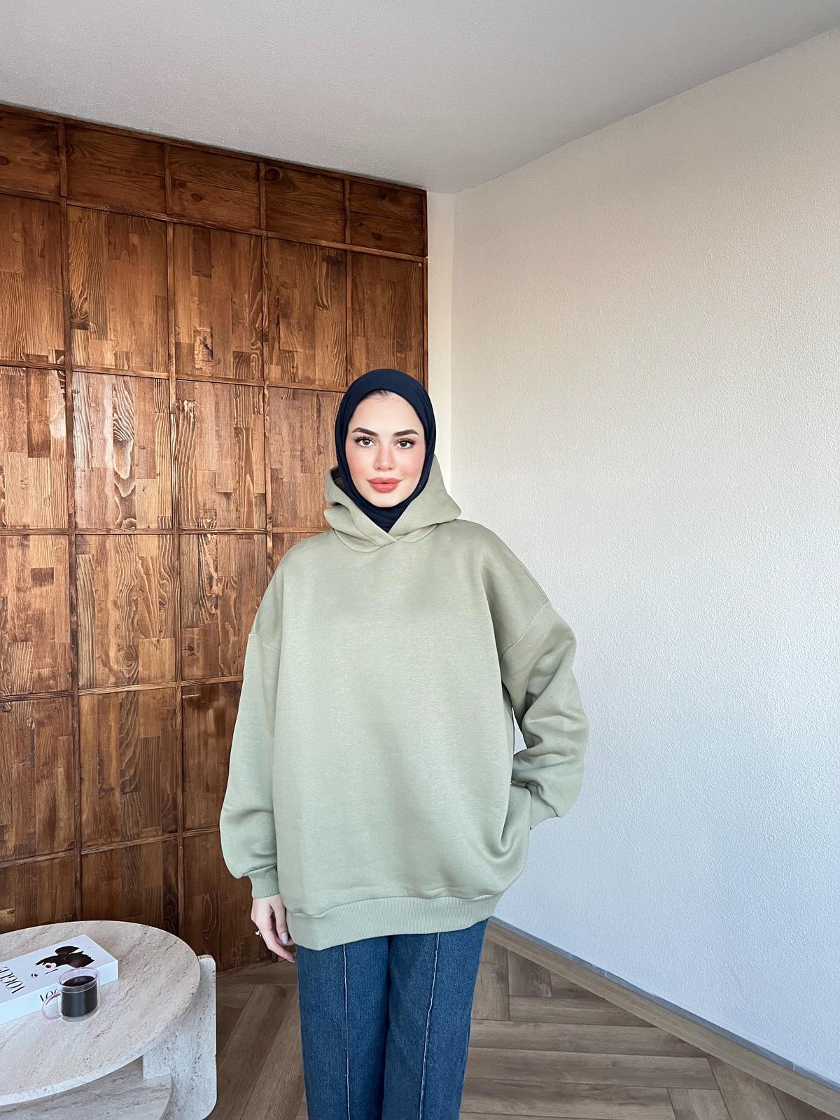 Kapşonlu Qu Kazak Sweat Haki