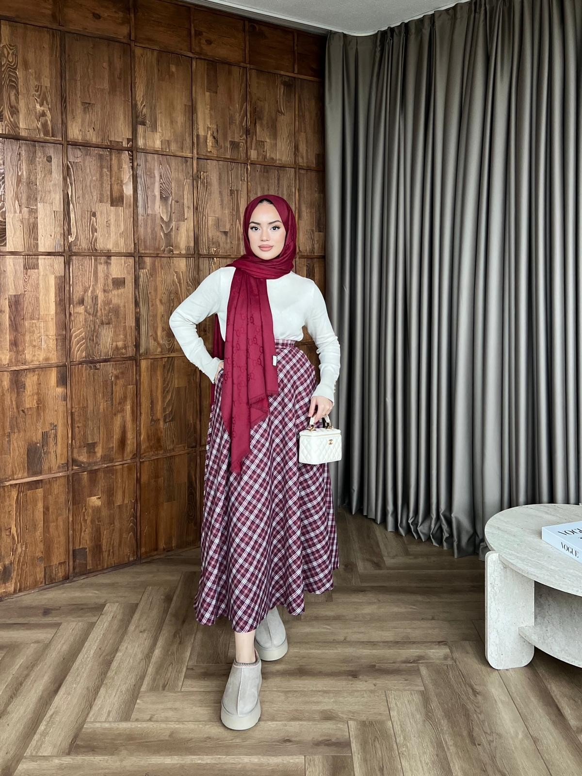 Kareli Vual Etek - Bordo