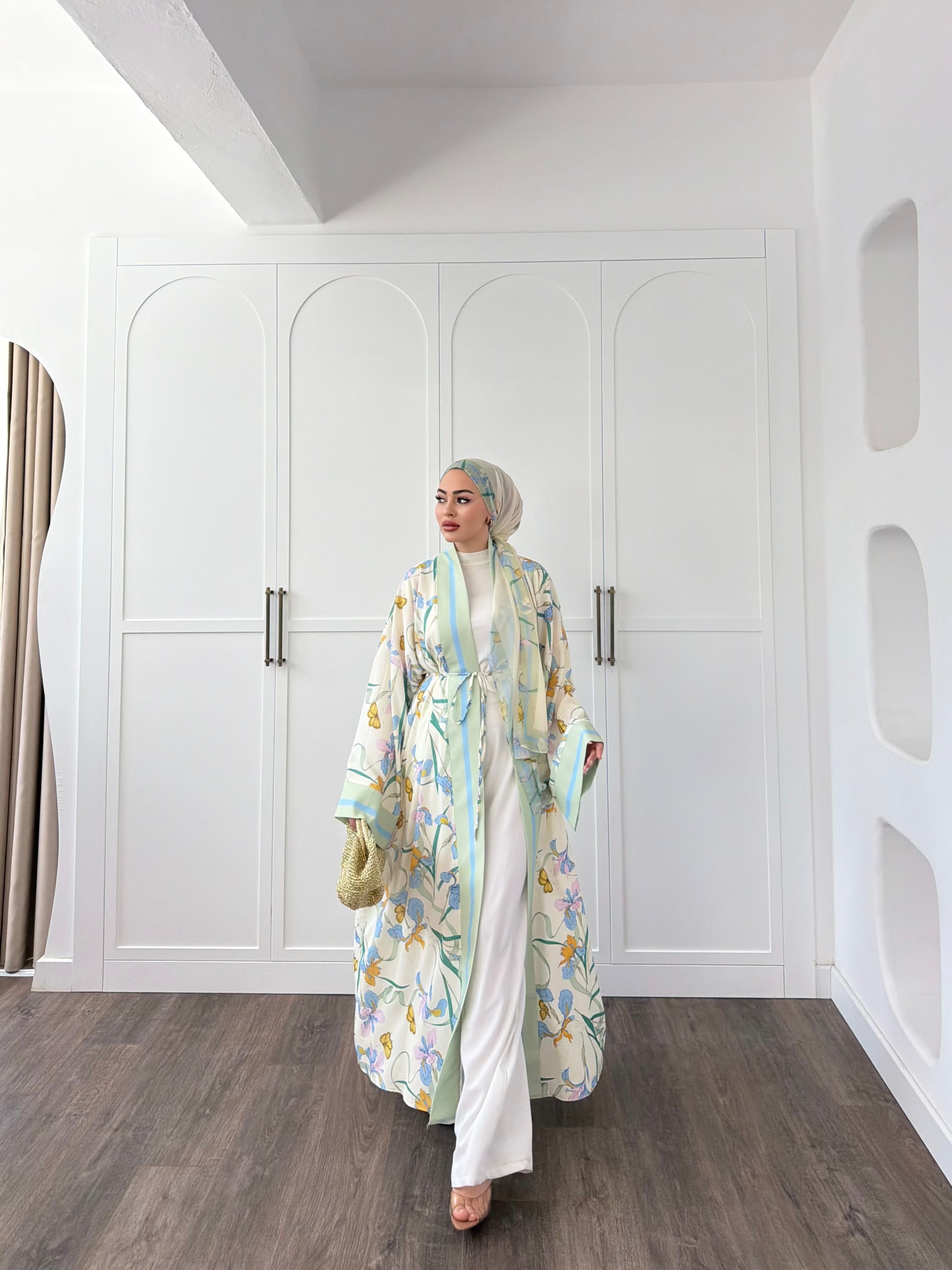 Kelva Abaya Şal Hediyeli - Yeşil