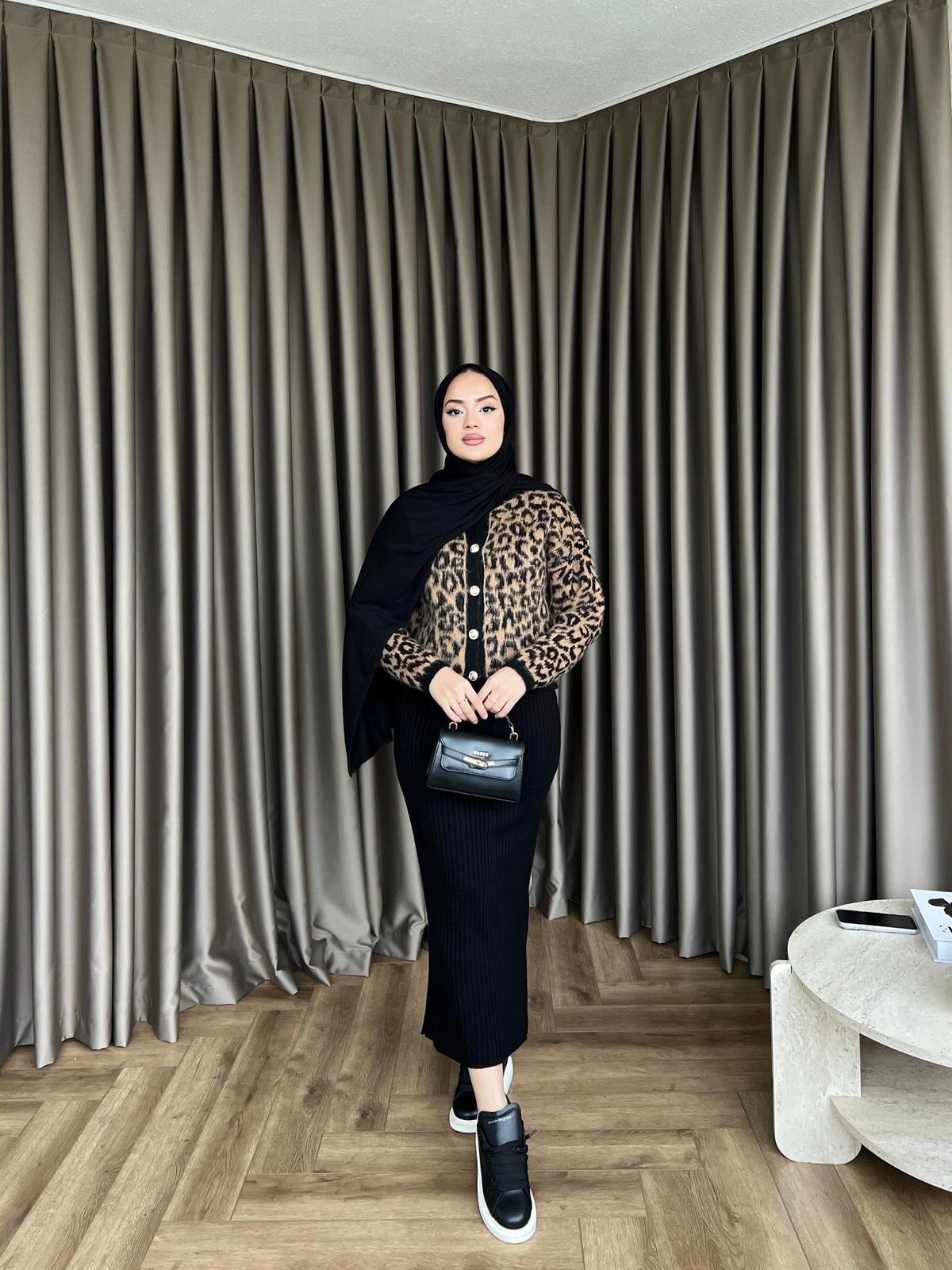 Leopar Desen Jile Kahve-Siyah