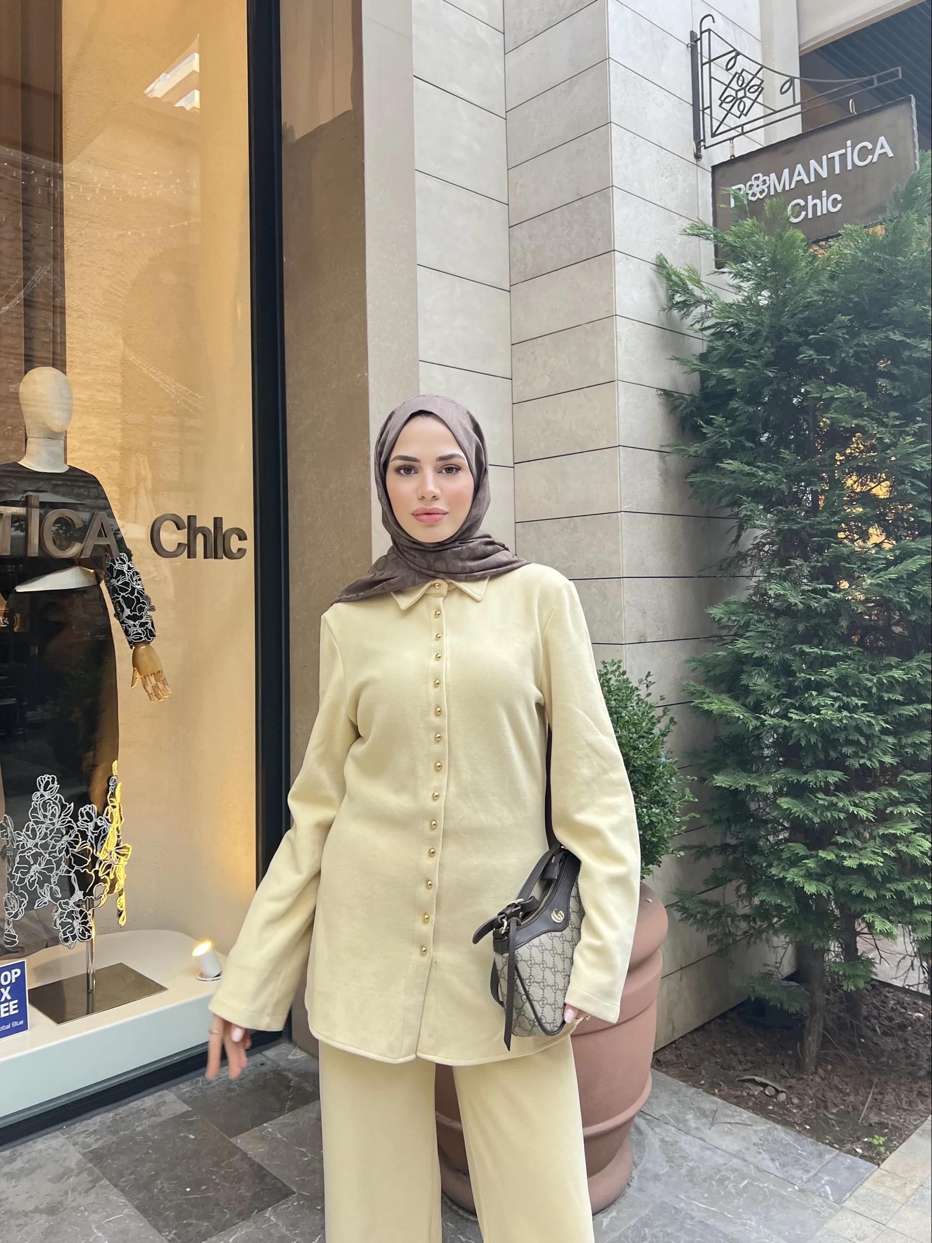 Melisa Düğmeli Takım - Sarı