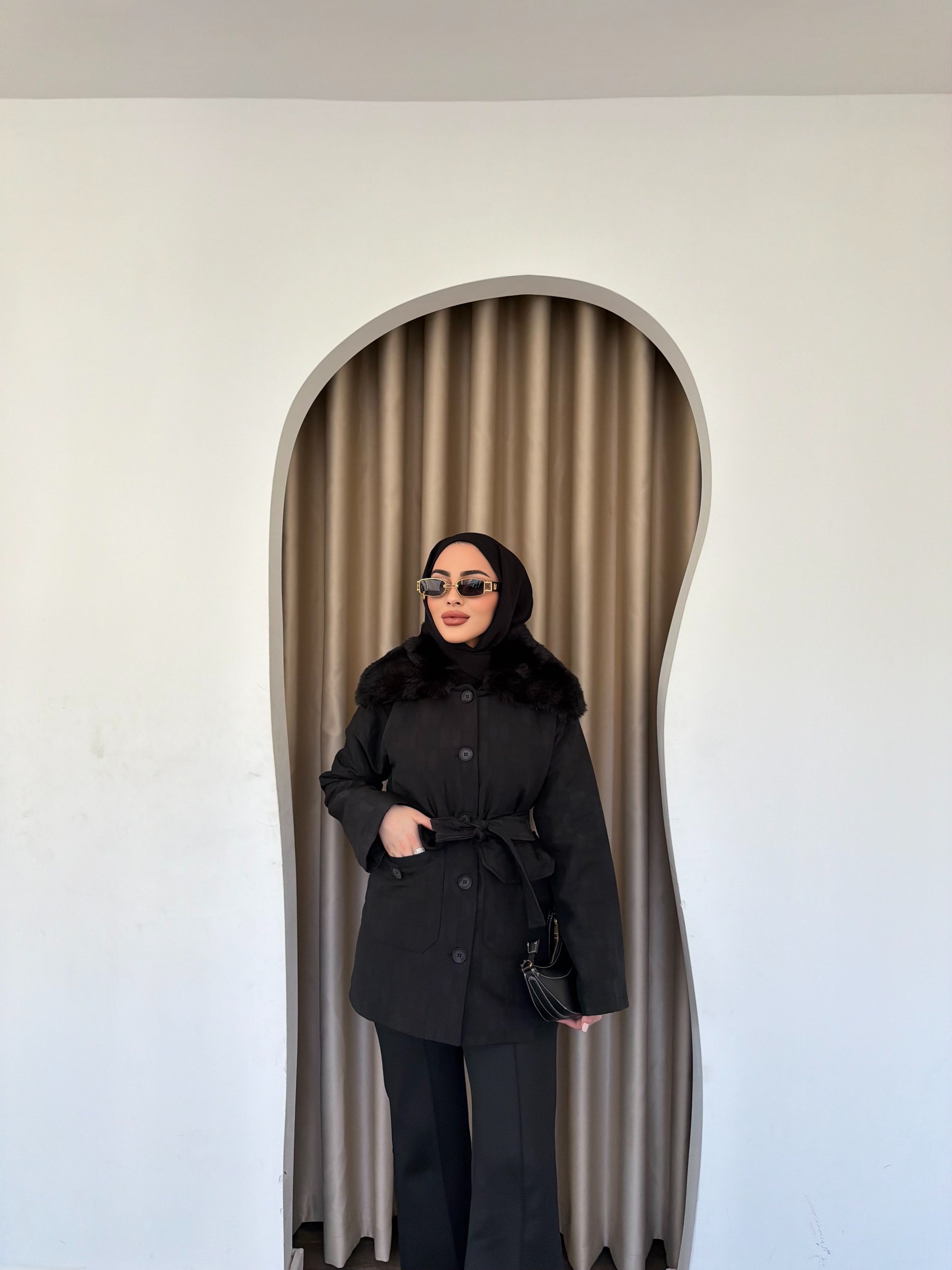 Seta Kürk Detay Ceket - Siyah