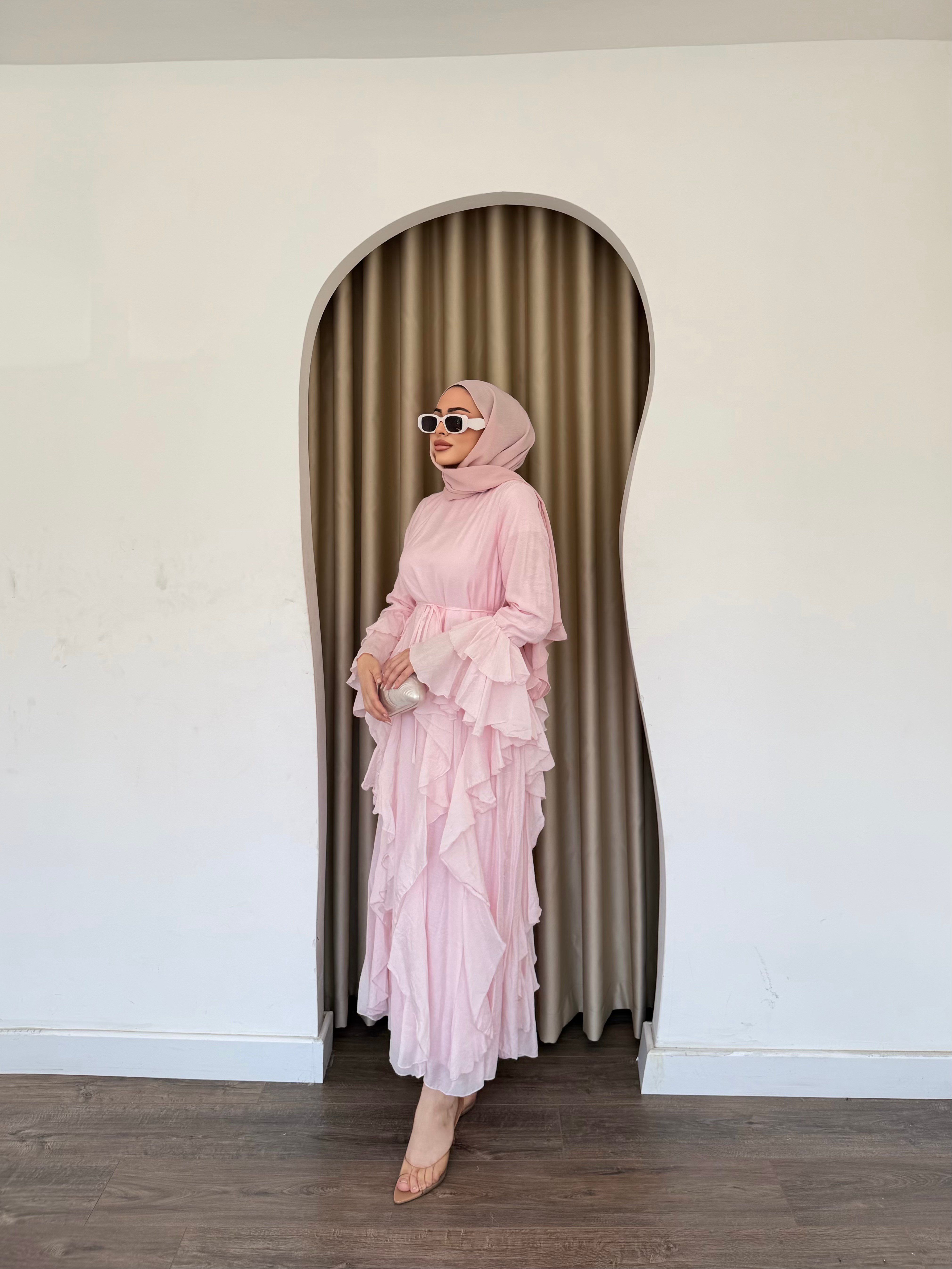Şila Fırfırlı Elbise Q - Pembe
