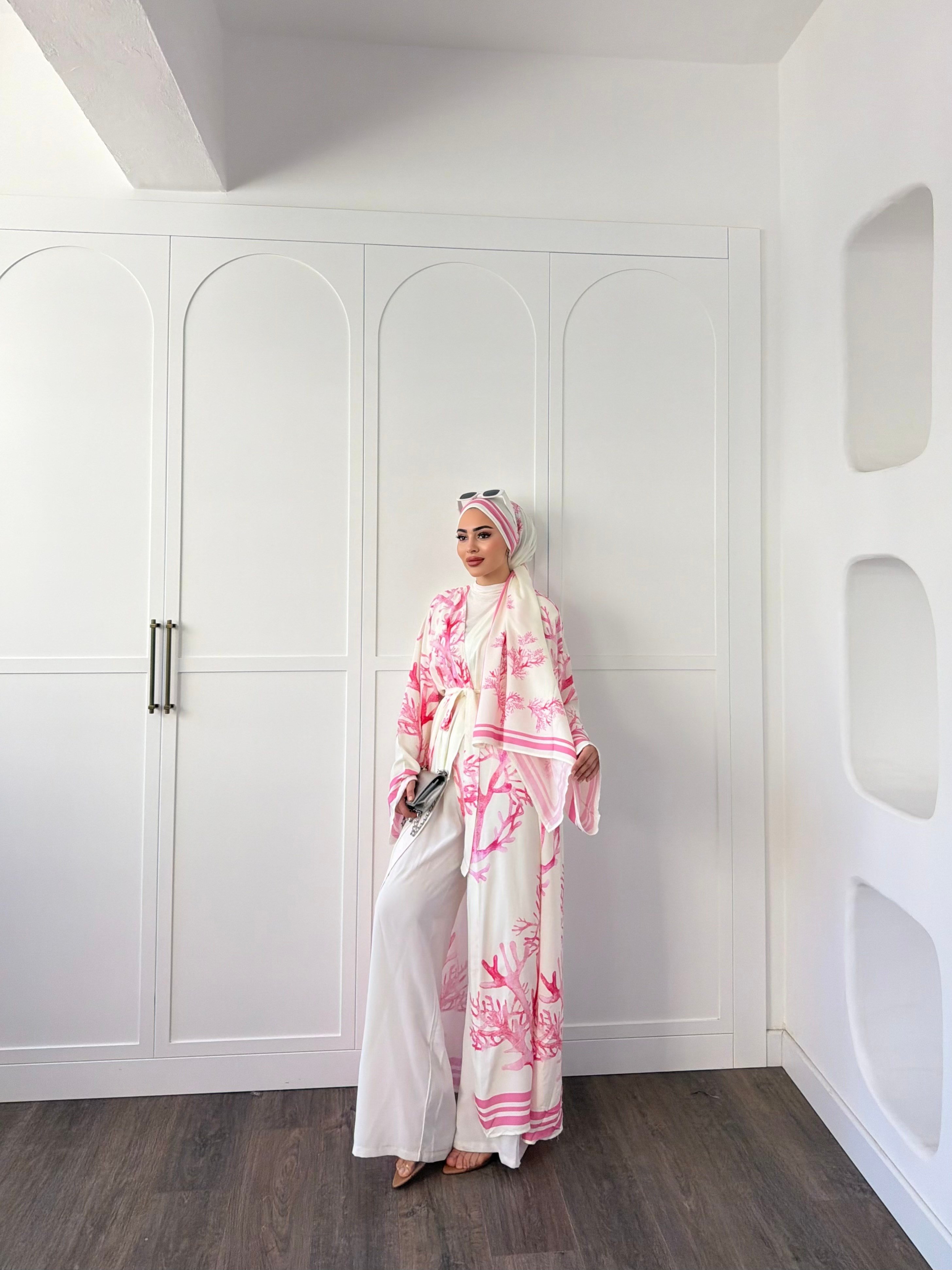 Su Kimona Şal Hediyeli - Pembe