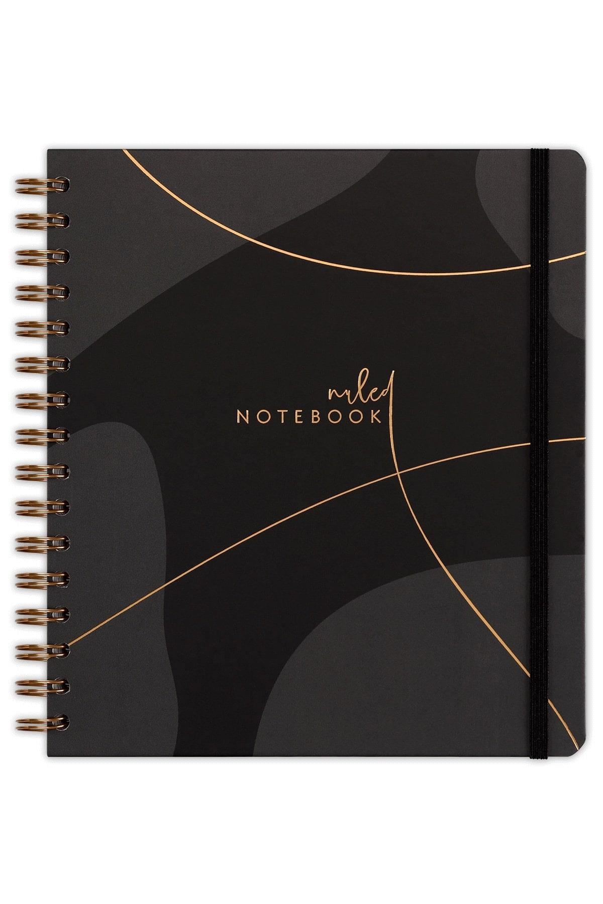 Matt Notebook 19x21 cm Kare Lastikli Spiralli Sert Kapak Not Defteri Çizgili