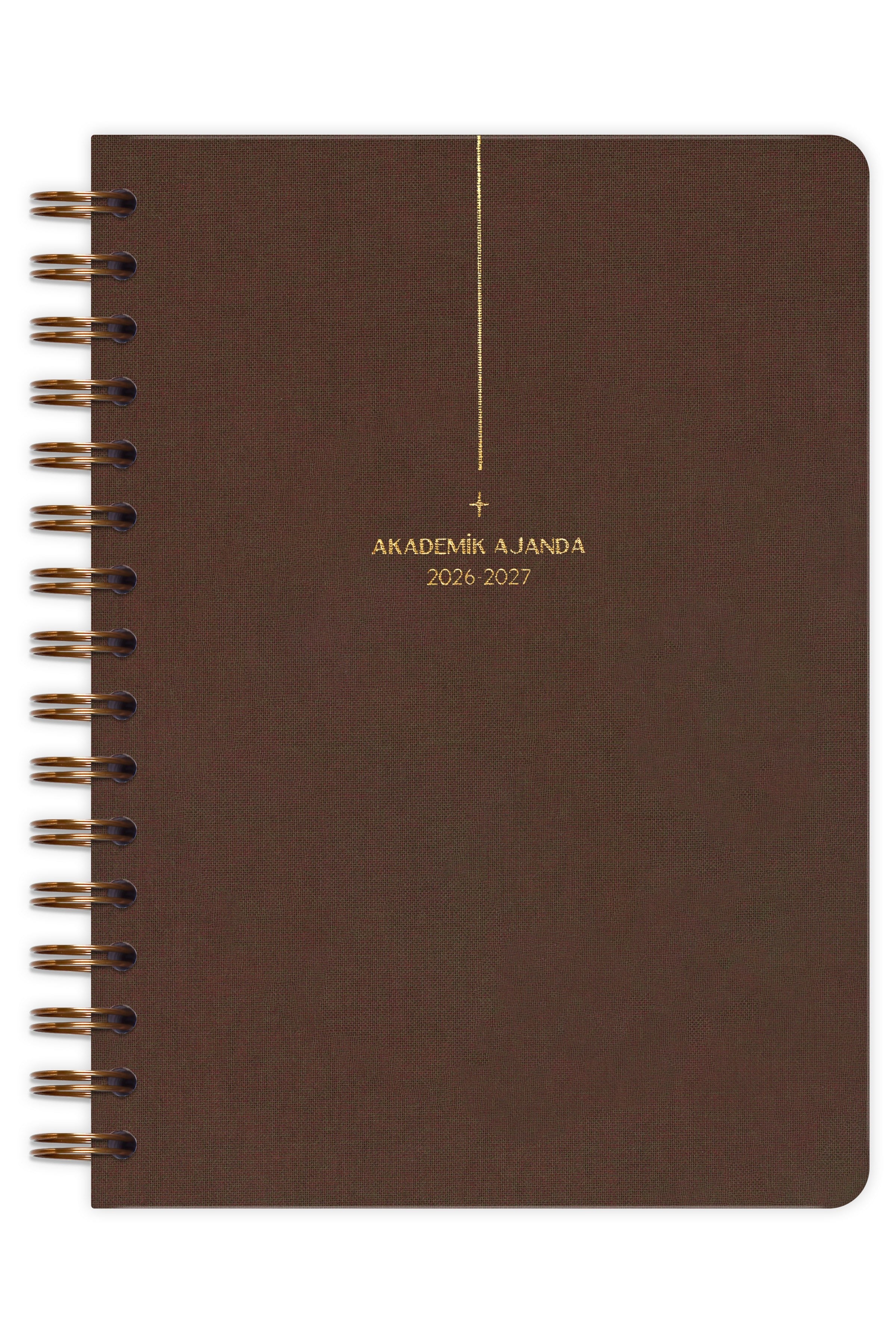 Matt Notebook 2026-2027 A5 Keten Akademik Ajanda Spiralli 15x21 cm - 17 Aylık Kahverengi