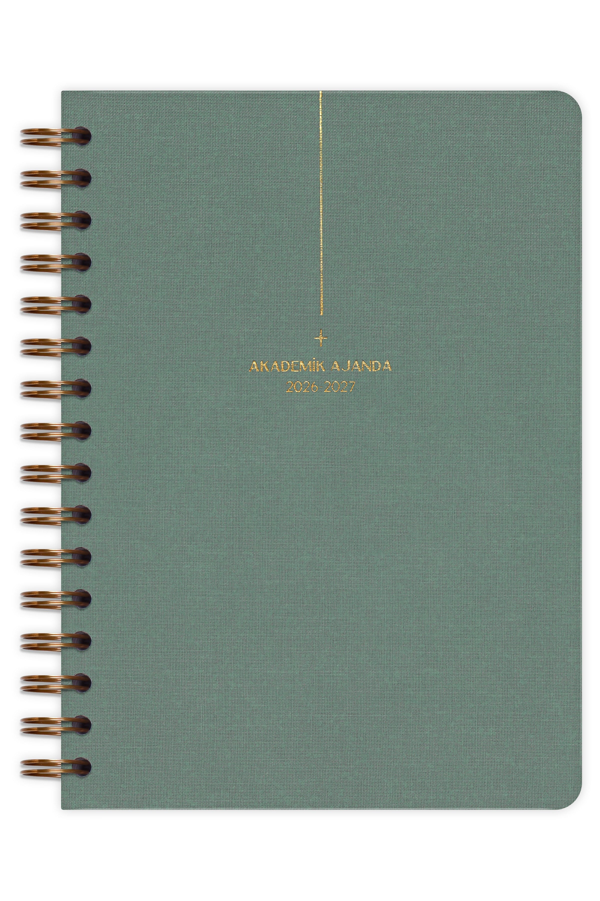 Matt Notebook 2026-2027 A5 Keten Akademik Ajanda Spiralli 15x21 cm - 17 Aylık Yeşil