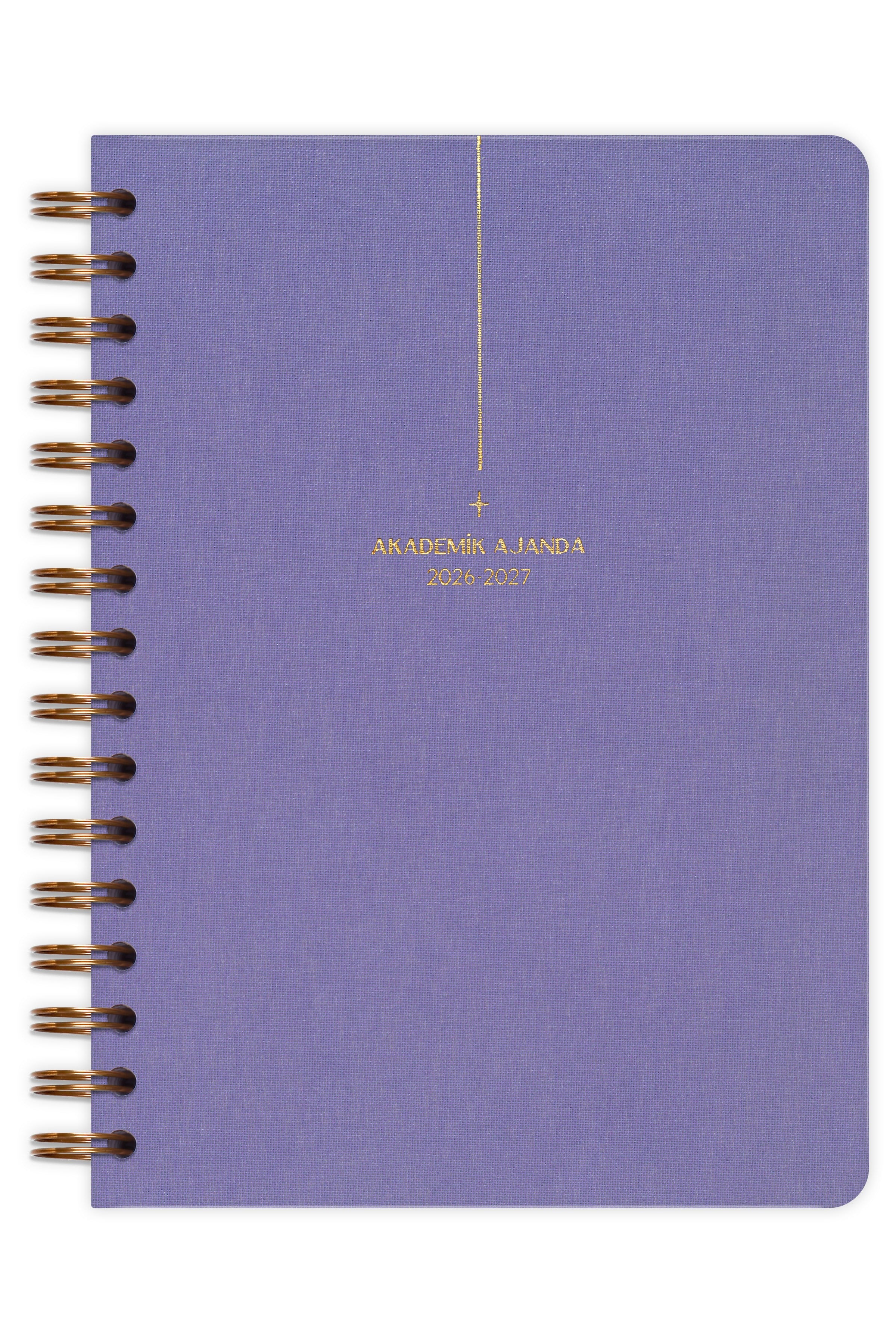 Matt Notebook 2026-2027 A5 Keten Akademik Ajanda Spiralli 15x21 cm - 17 Aylık Lila