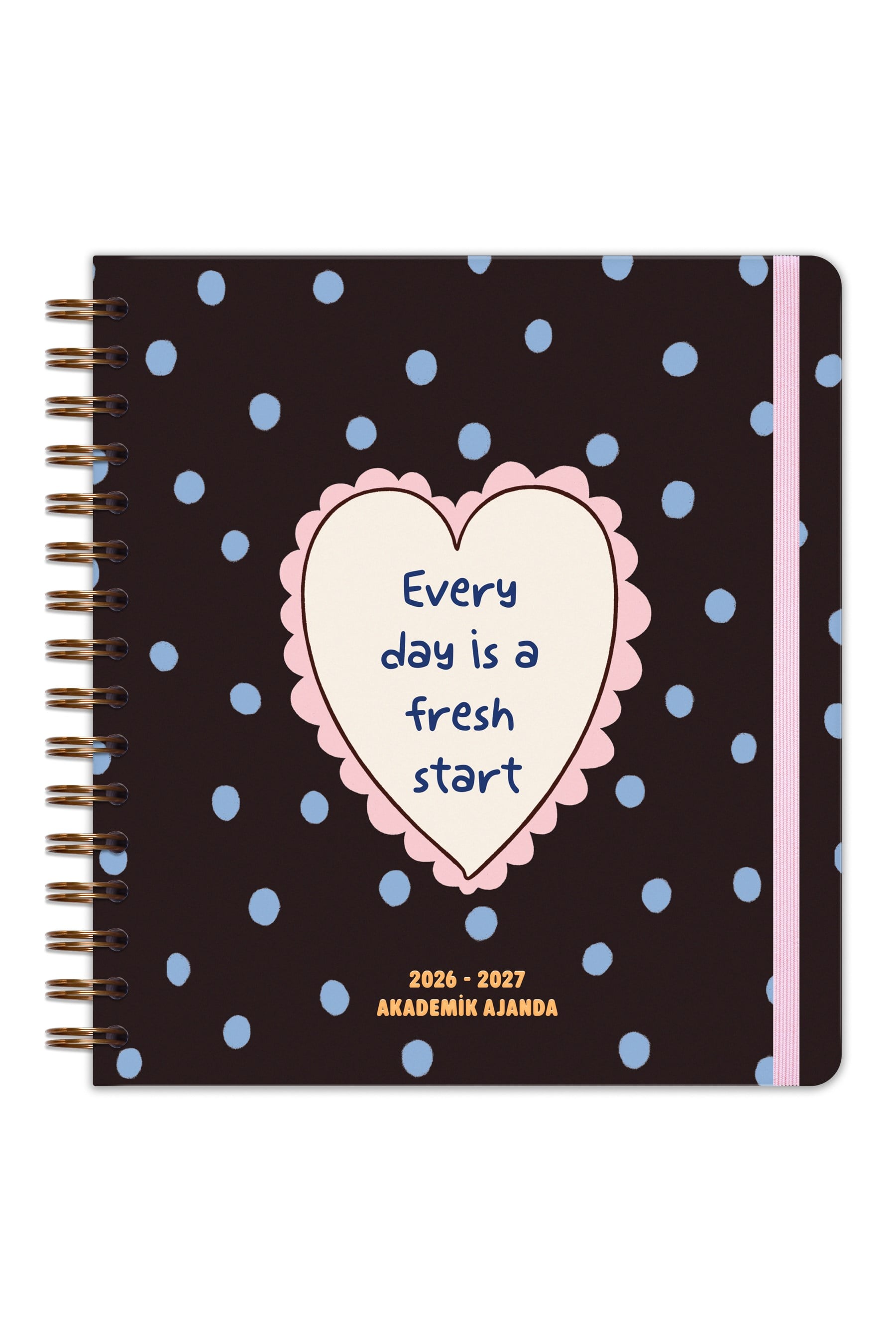 Matt Notebook 2026-2027 Akademik Kare Ajanda Spiralli - 17 Aylık Kalp
