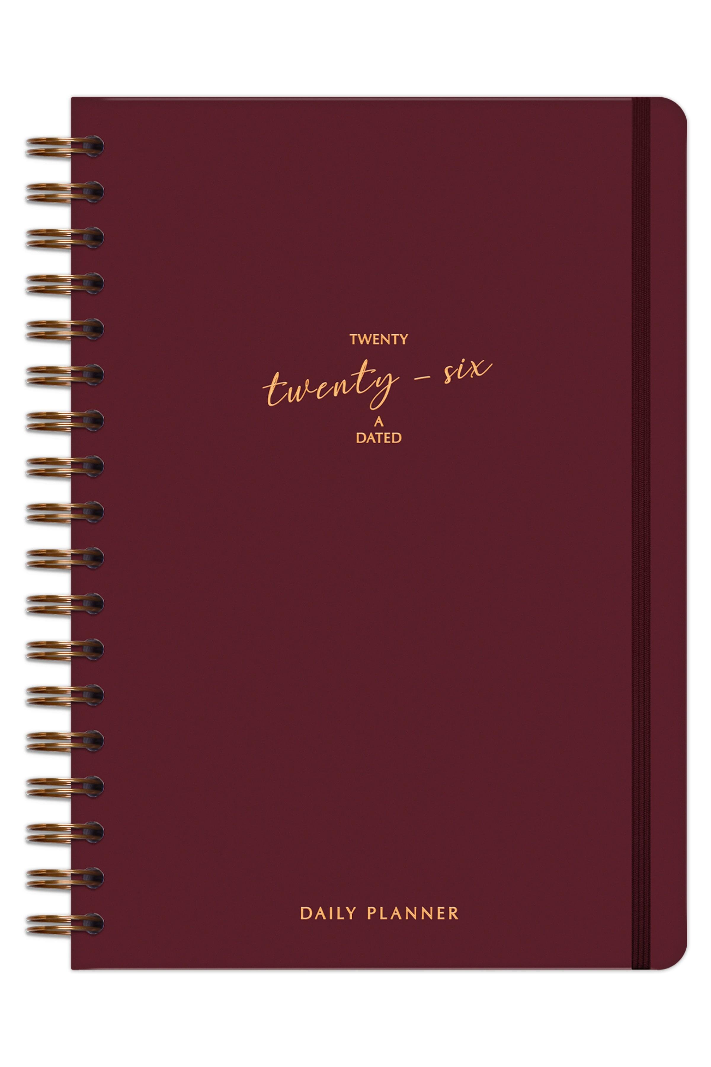 Matt Notebook 2026 Yılı Günlük Spiralli Ajanda 16x24 cm - 12 Aylık Bordo