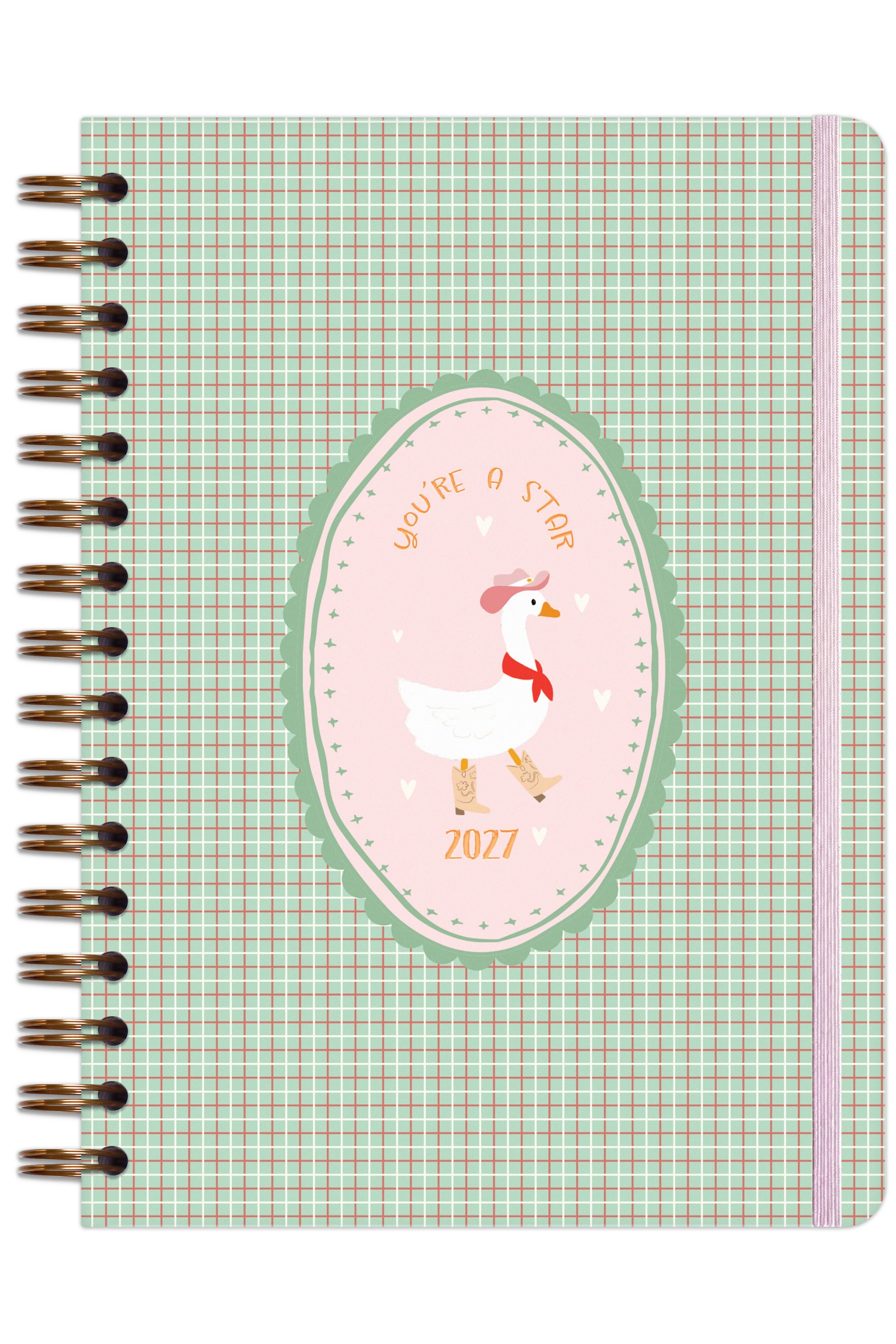 Matt Notebook 2027 Yılı A5 Haftalık Ajanda Spiralli 15x21 cm - 12 Aylık - Motivasyon Sayfalı Ekose