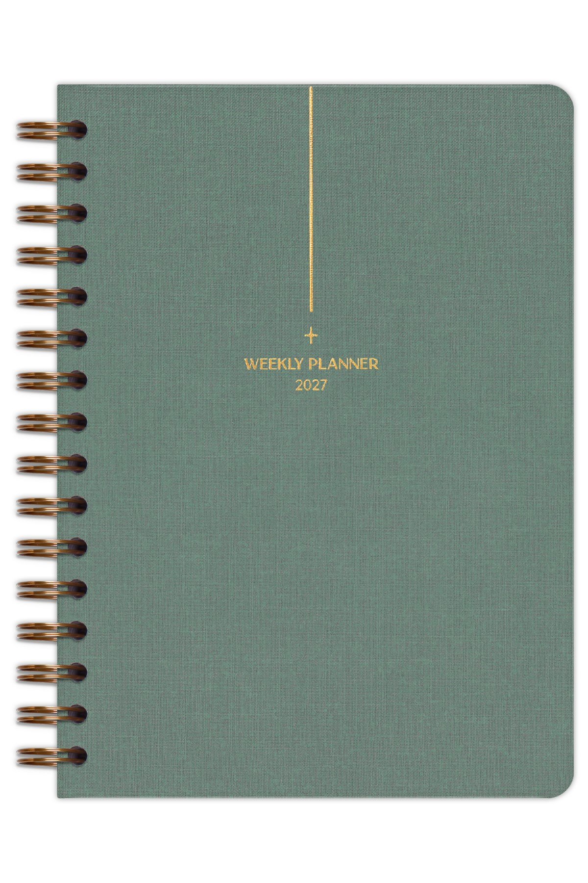 Matt Notebook 2027 Yılı A5 Keten Ajanda Spiralli 15x21 cm - 12 Aylık Yeşil