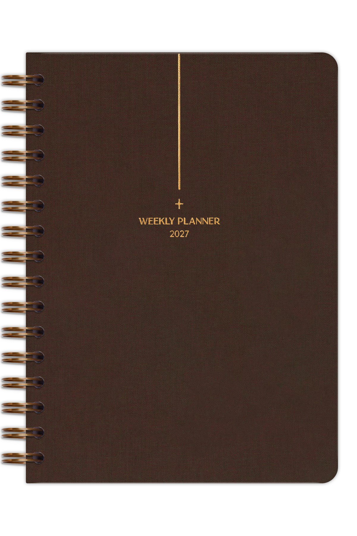 Matt Notebook 2027 Yılı A5 Keten Ajanda Spiralli 15x21 cm - 12 Aylık Kahverengi