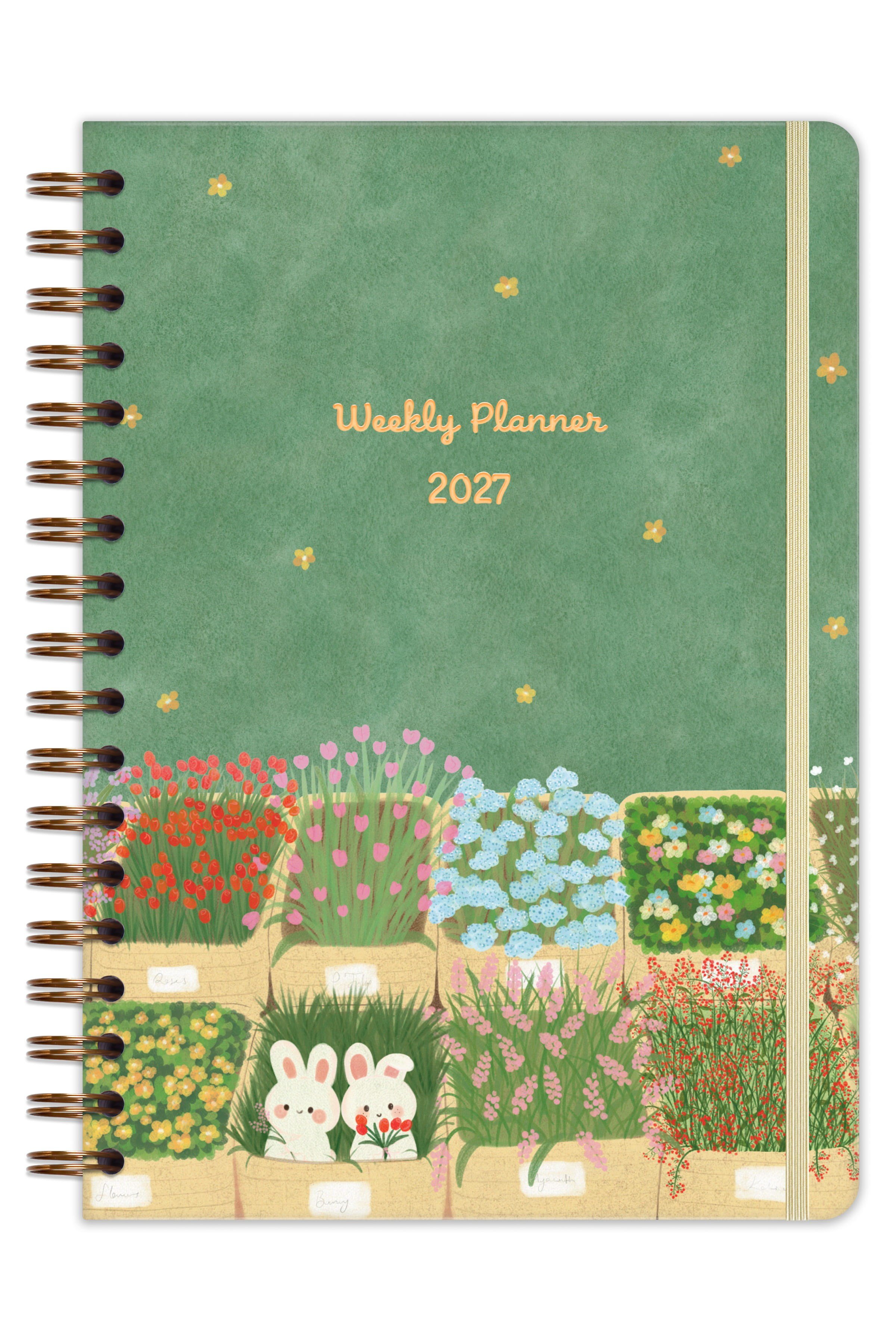 Matt Notebook 2027 Yılı B5 Haftalık Ajanda Spiralli 17x24 cm - 12 Aylık Çiçekler