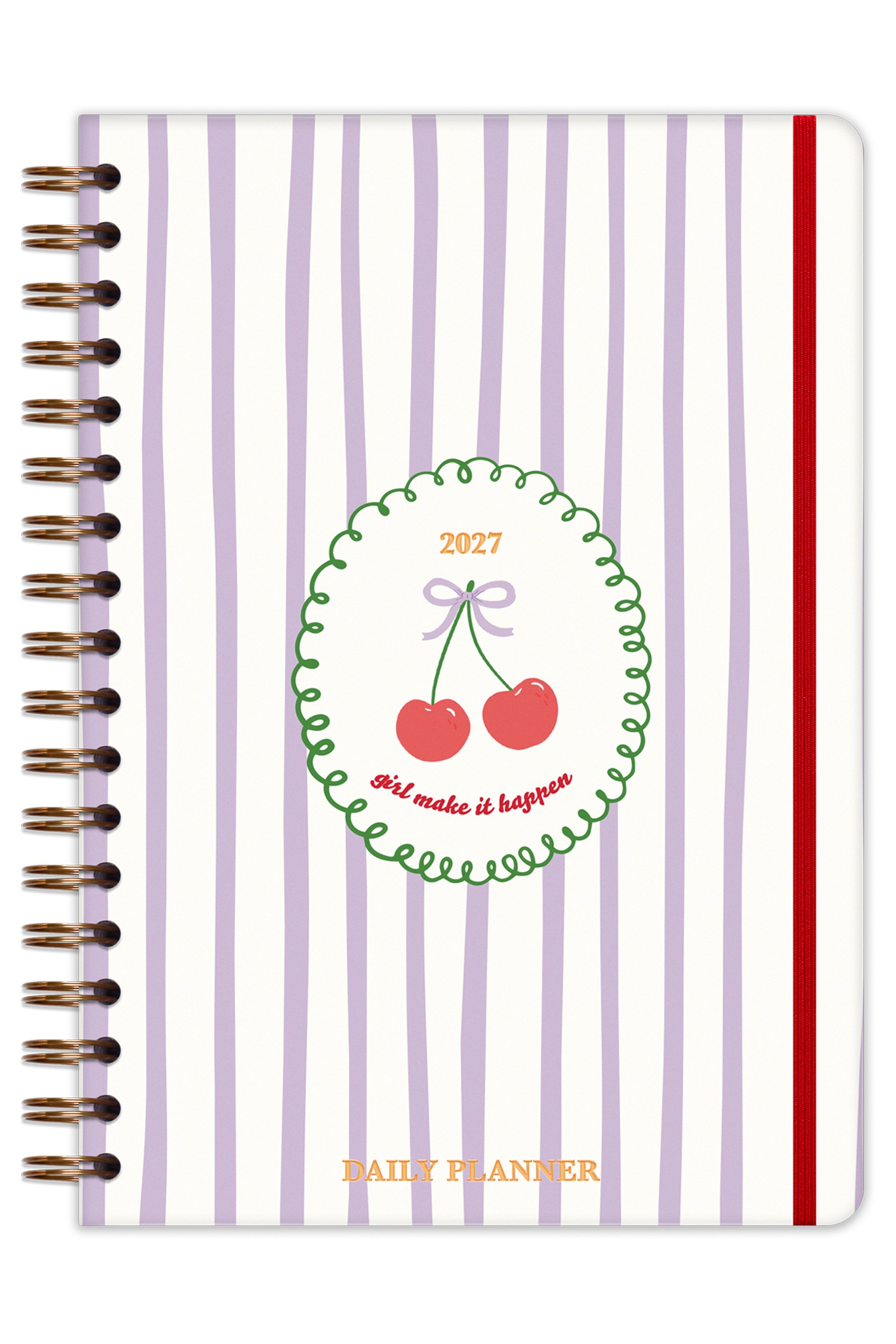 Matt Notebook 2027 Yılı Günlük Spiralli Ajanda 16x24 cm - 12 Aylık Kiraz