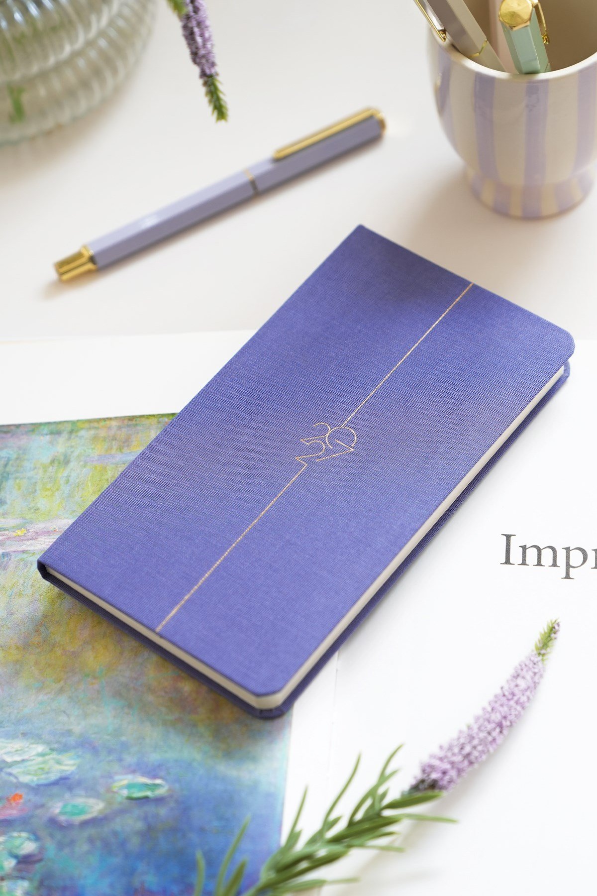 Matt Notebook 2027 Yılı Haftalık Keten 9x17 cm Cep Ajandası 12 Aylık Lila