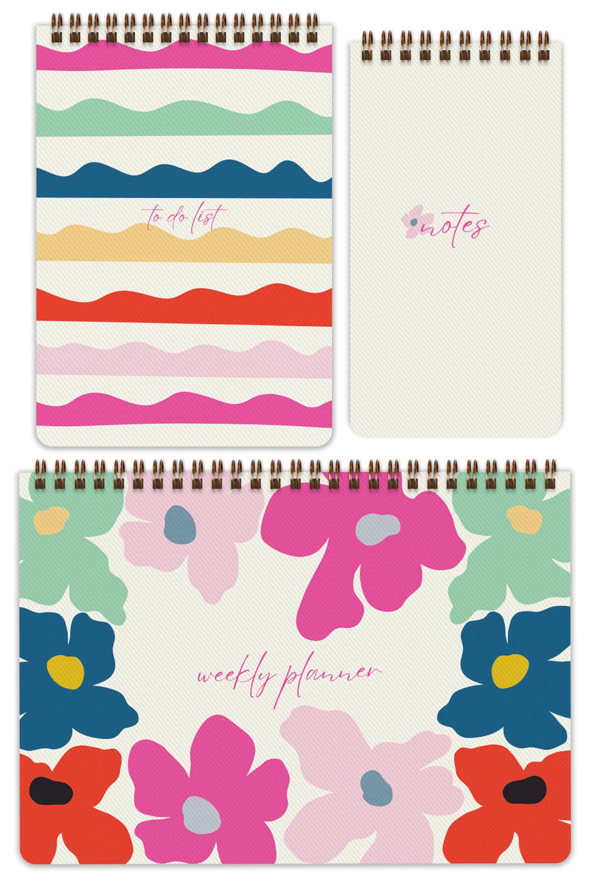 Matt Notebook 3'lü Spiralli Masaüstü Planlayıcı Set Papatyalar
