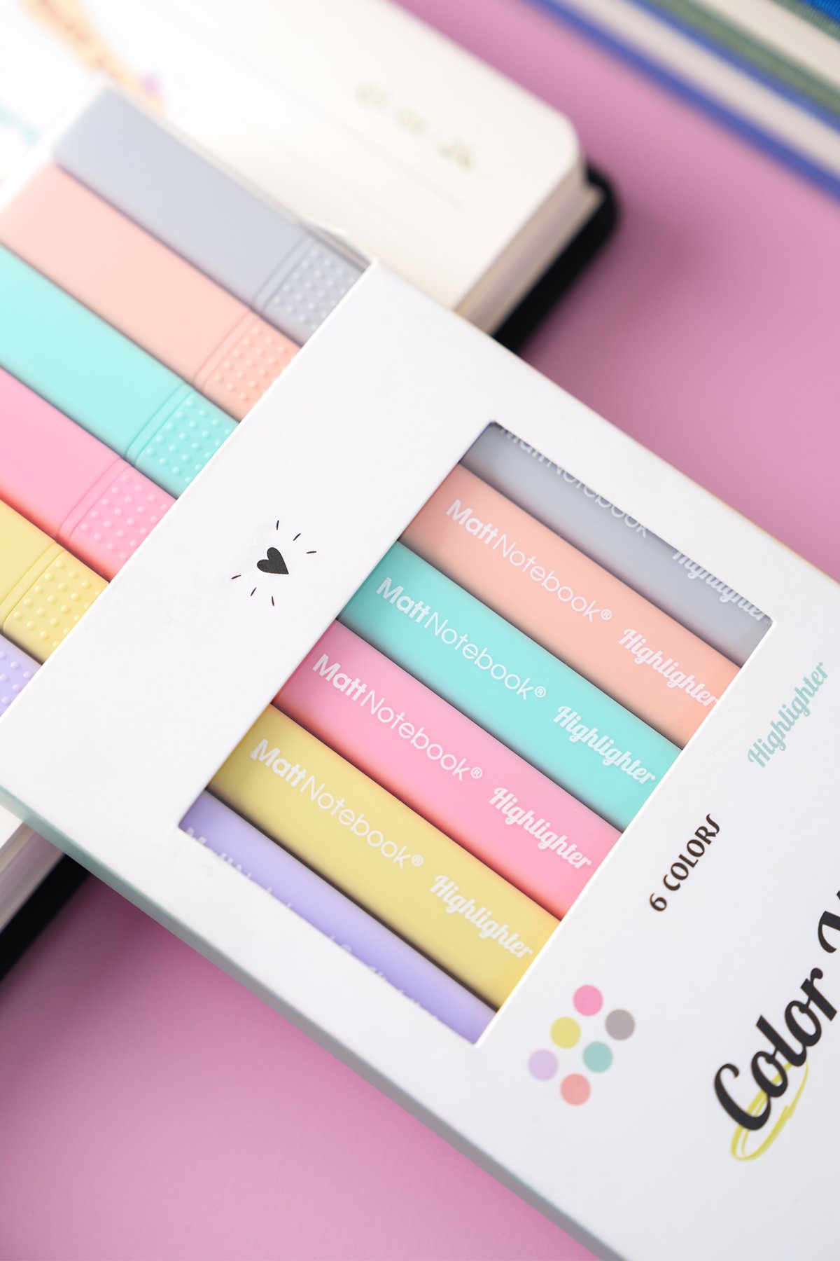 Matt Notebook 6'lı Highlighter Pastel Renk Fosforlu Kalem Seti