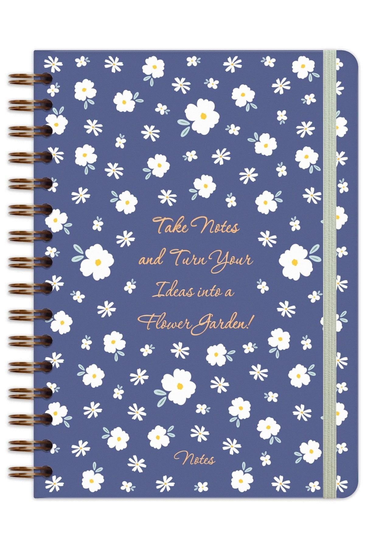 Matt Notebook A5 15x21 cm Spiralli Lastikli Kareli Tarihsiz Not Defteri Papatyalar