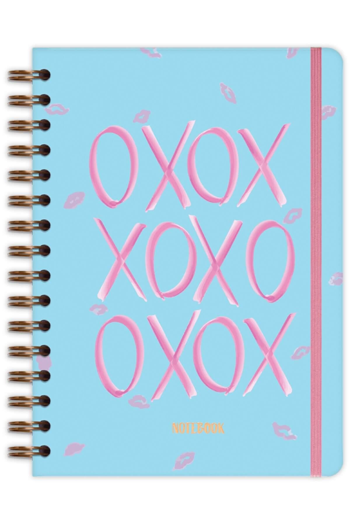 Matt Notebook A5 15x21 cm Spiralli Lastikli Çizgili Tarihsiz Not Defteri XOXO