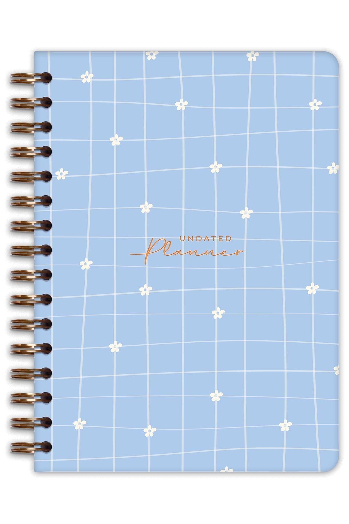 Matt Notebook A5 Spiralli Süresiz Planlayıcı Ajanda Motivasyon Sayfalı Mavi Papatya